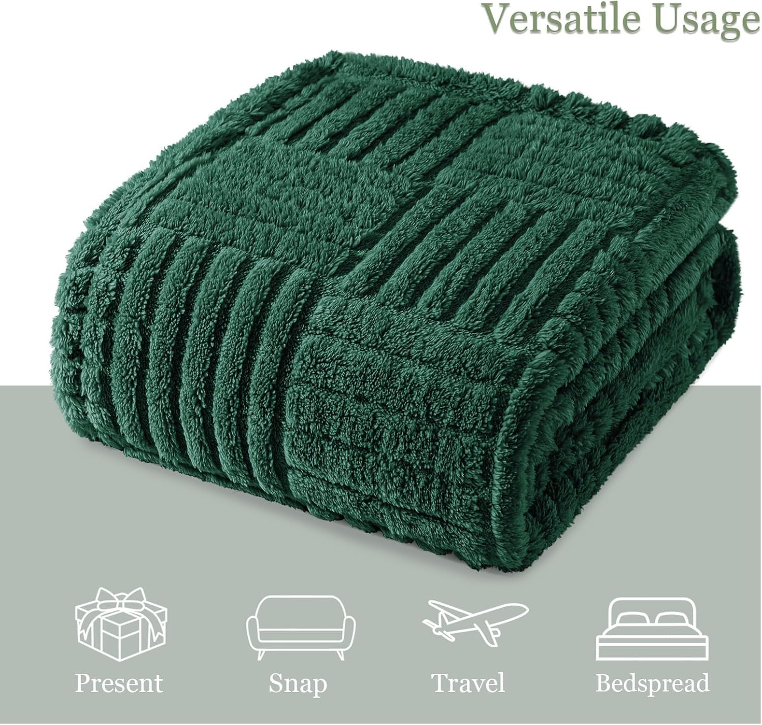 Whale Flotilla Lightweight Fleece King Size Blanket for Bed, Fuzzy Soft Blankets with Decorative Jacquard Pattern for All Season, Warm and Fluffy, 90x104 Inch, Emerald Green - Image 8