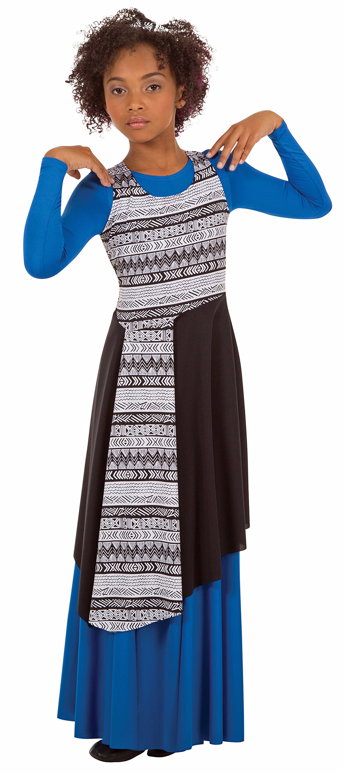 Body Wrappers Girls Printed Asymmetrical Tunic Pullover (0665)