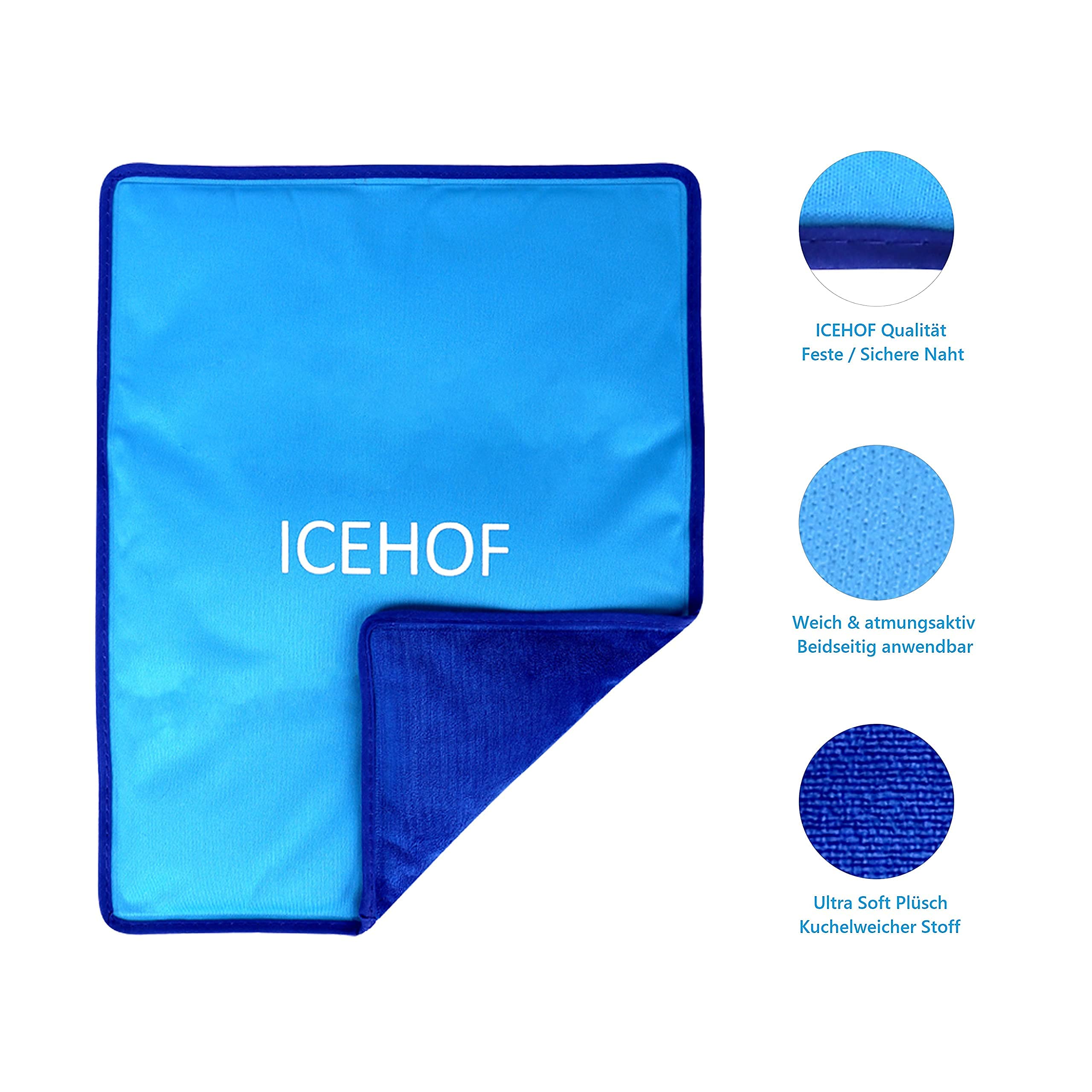 Icehof Coussinets rafraîchissants XXL en gel - Grand coussin de refroidissement - Pack de froid - Doux, moelleux - Pour glacière - 38 x 28 cm