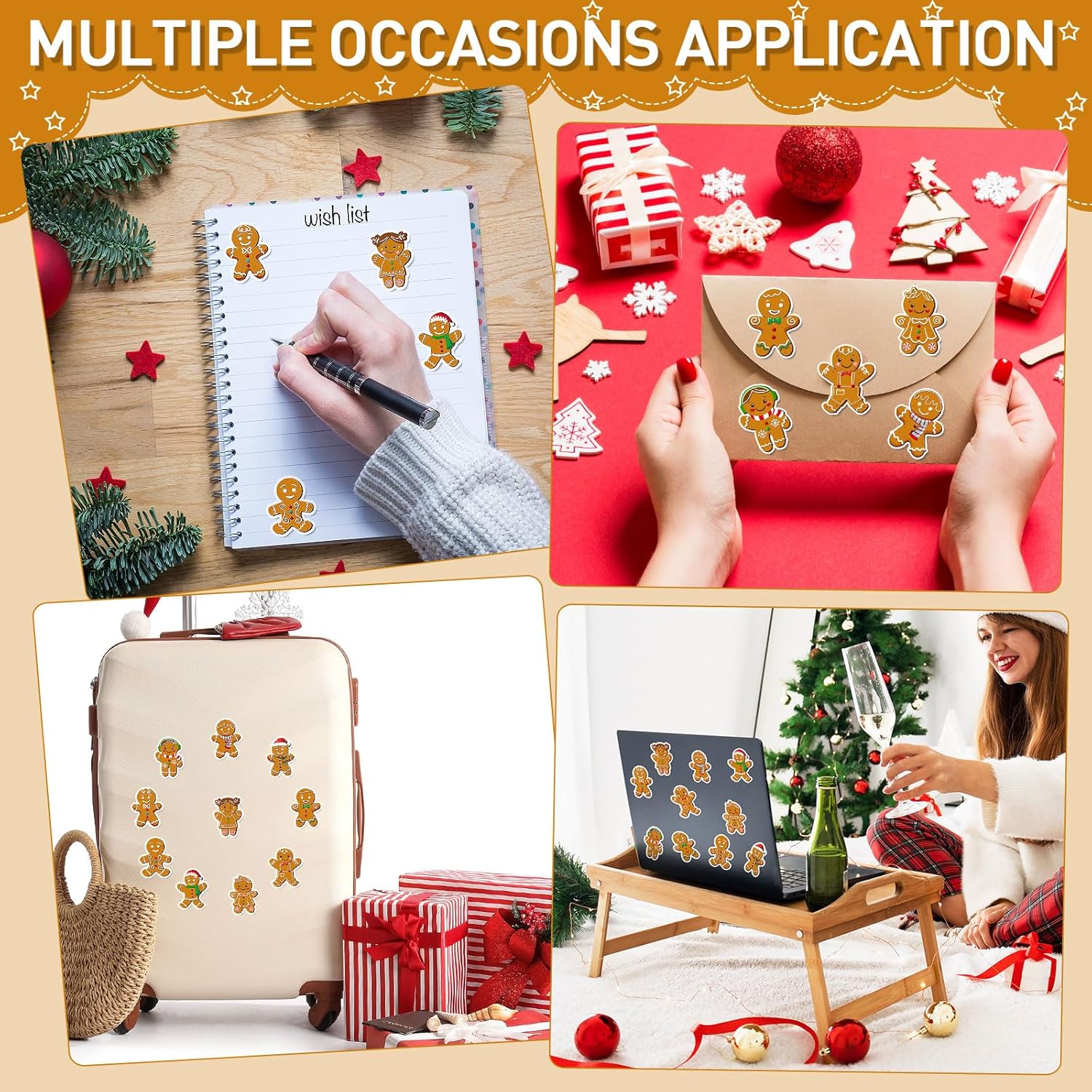 Containlol 1000 Pcs Red Heart Rhinestone Stickers 2 Rolls 1.5 Inches Valentines Day Stickers Love Theme Self Adhesive Seal Decals for Gift Bags Greeting Cards Party Supplies(Gingerbread Man) - Image 6