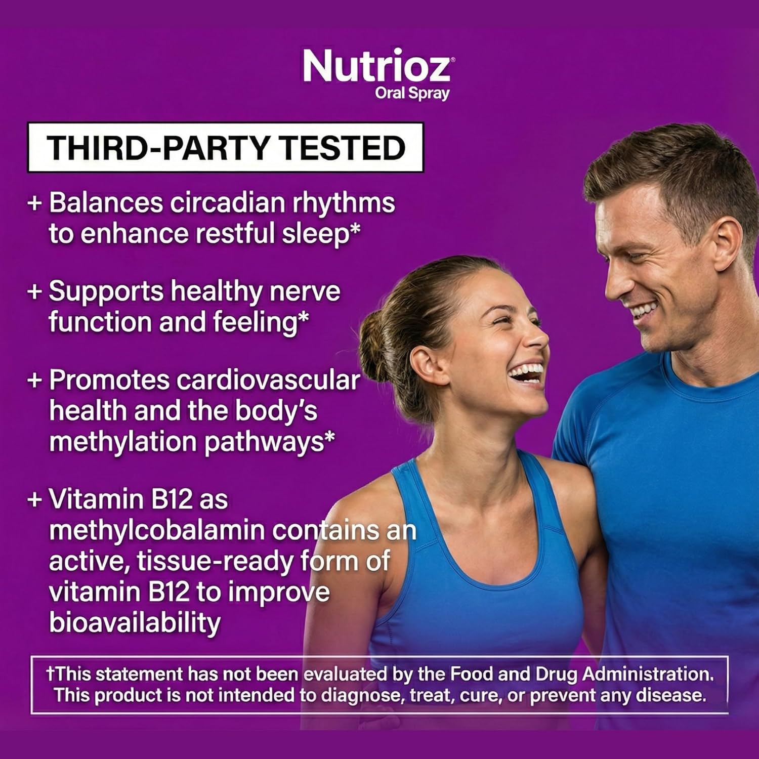 Vitamin B12 Oral Spray with Folate (B9) & Vitamin B6, Methylcobalamin Liquid B12 Supplement, Vegan, Gluten Free, Non-GMO, Orange & Peppermint Flavor, 14.4 ml