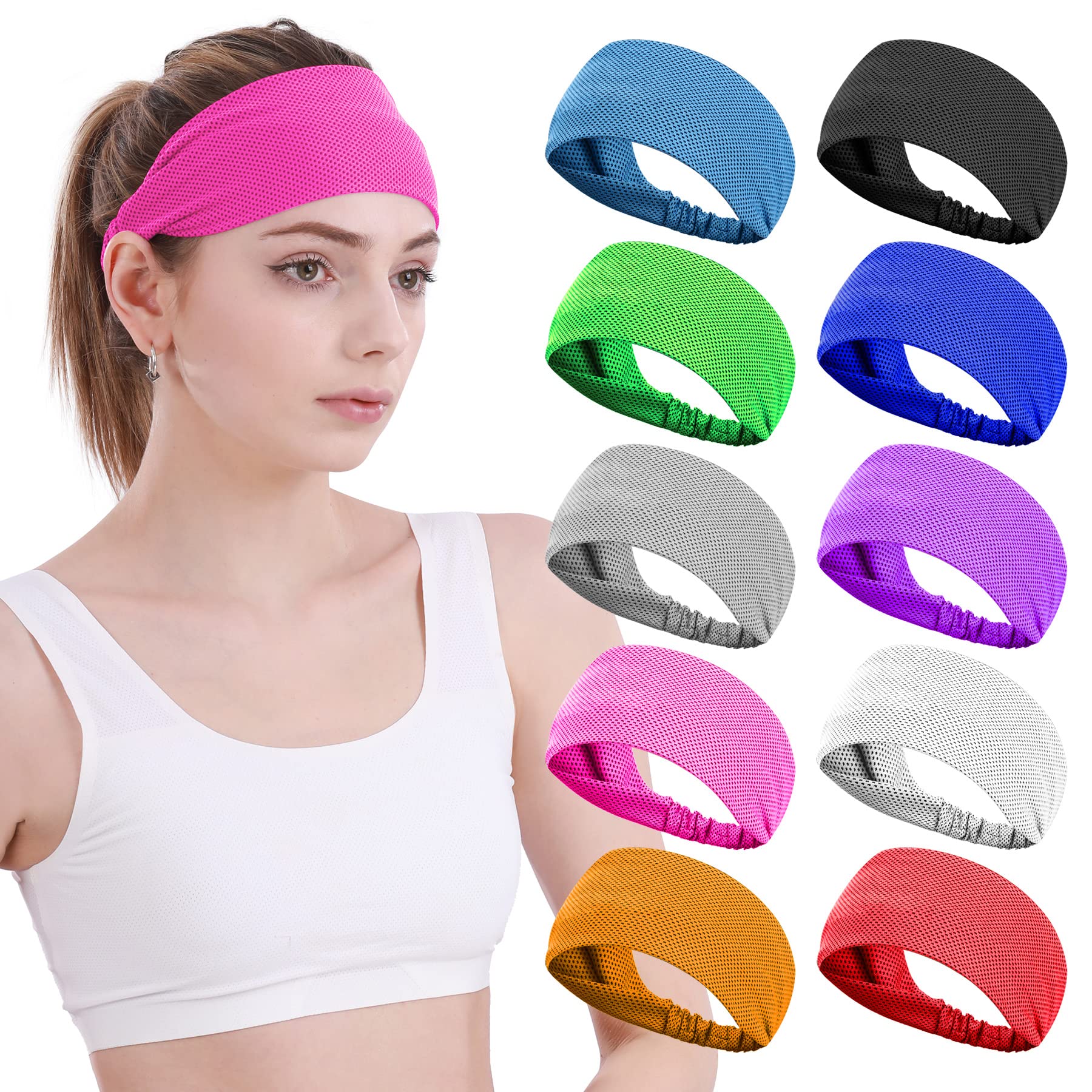 SukeenCooling Headband for Men Women, Instant Cooling Running Headband, Sweat Headbands for Workout, Sports Headbands for Yoga, Golf, Gym, Camping, Tennis, 20 inches