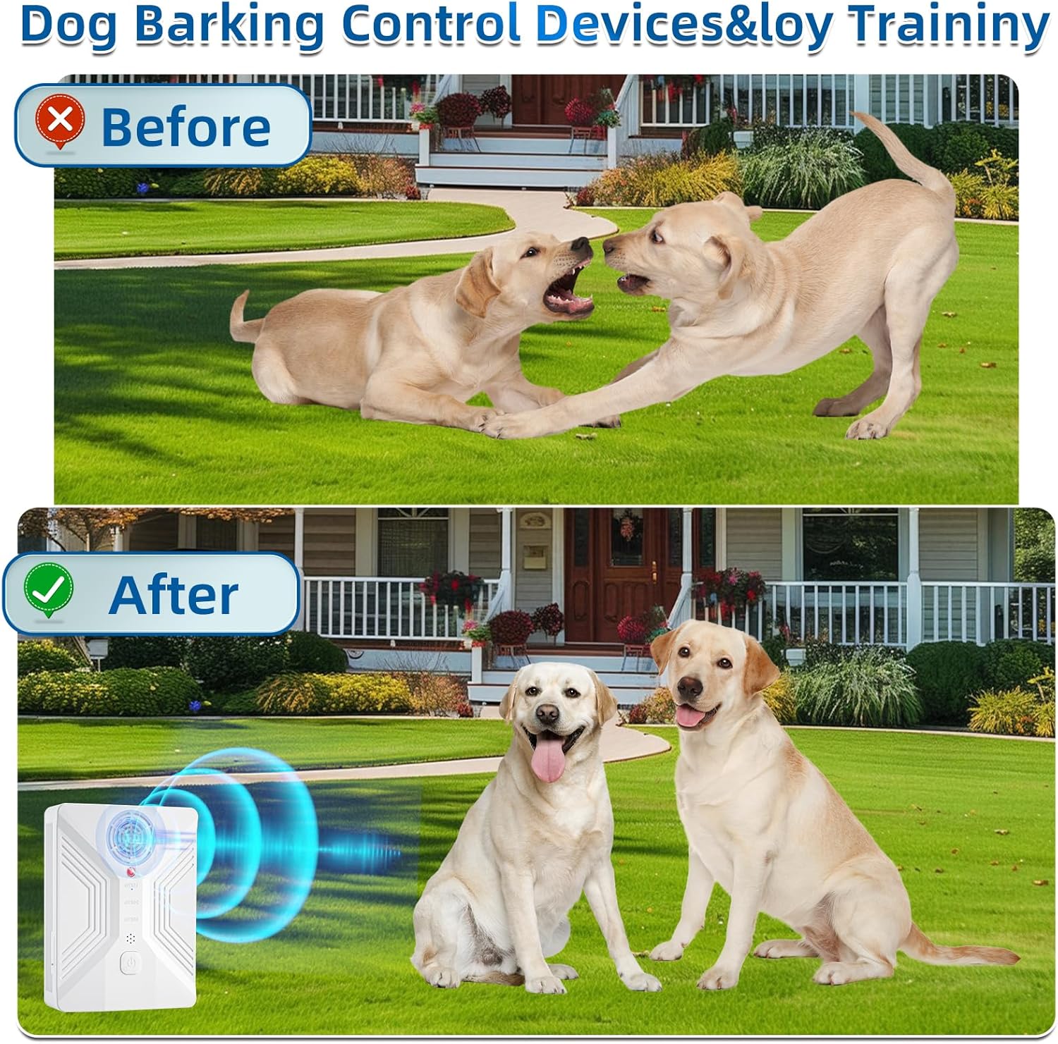 Anti Barking Devices, 3 Modes Ultrasonic Bark Box, Dog Bark Deterrent Devices, Dog Barking Stopper, Anti Barking Device for Dogs Long Range 50ft, Barking Control Devices for Dog Training in Outdoor