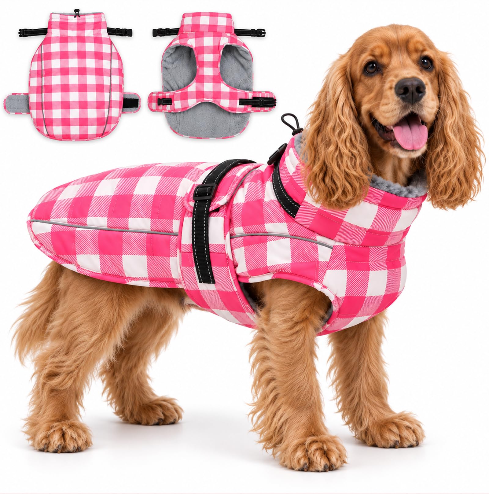 babepet Waterproof Dog Winter Coat with Harness,Warm Fleece Dog Jacket