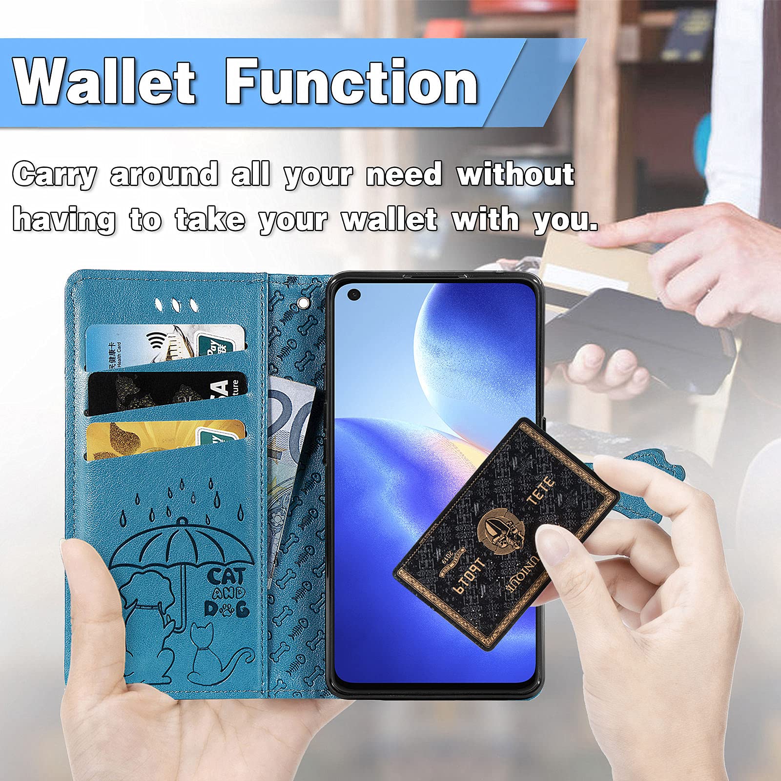 Custodia Portafoglio Fertuo Per OPPO Find X3 Lite 5G - Pelle PU, Porta Carte, Kickstand, Viola - Foto 2