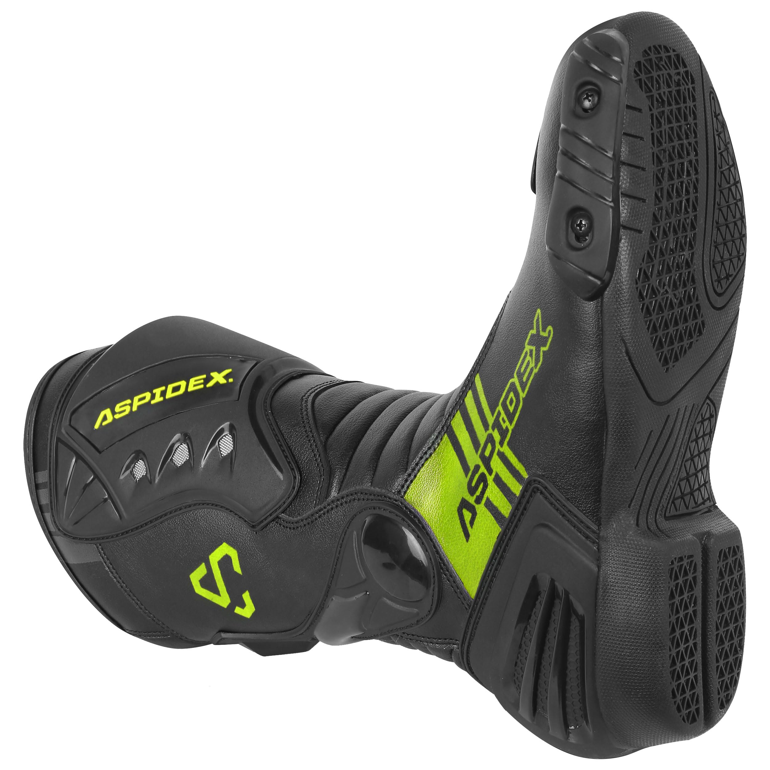 Botas de moto unisex de piel con protecciones reforzadas, suela antideslizante y cierre con cremallera y