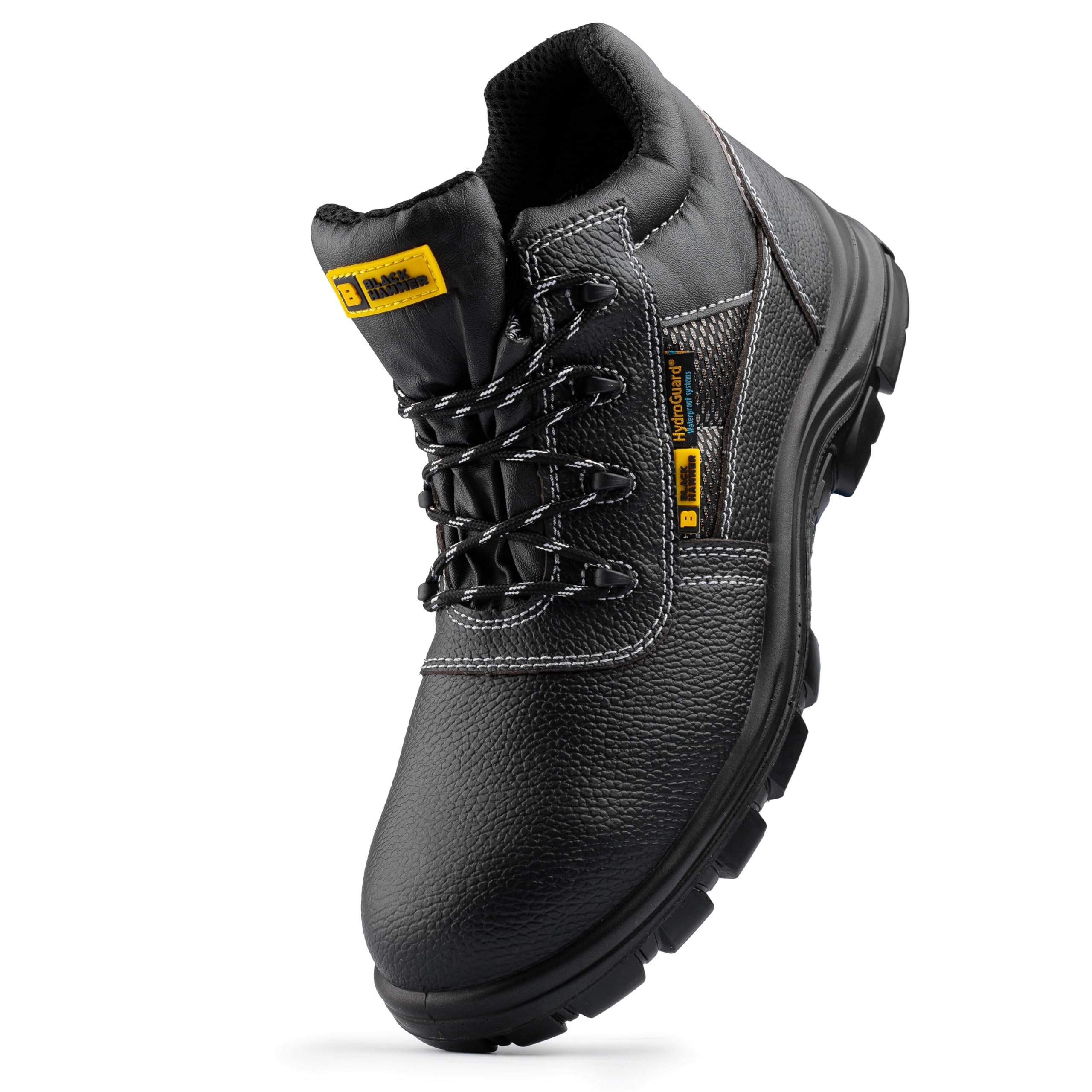 Black HammerComfortable Waterproof Steel Toe Caps Safety Boots Lightweight, Durable, Non-Slip Work Shoes for Work & Outdoor Activities 1007