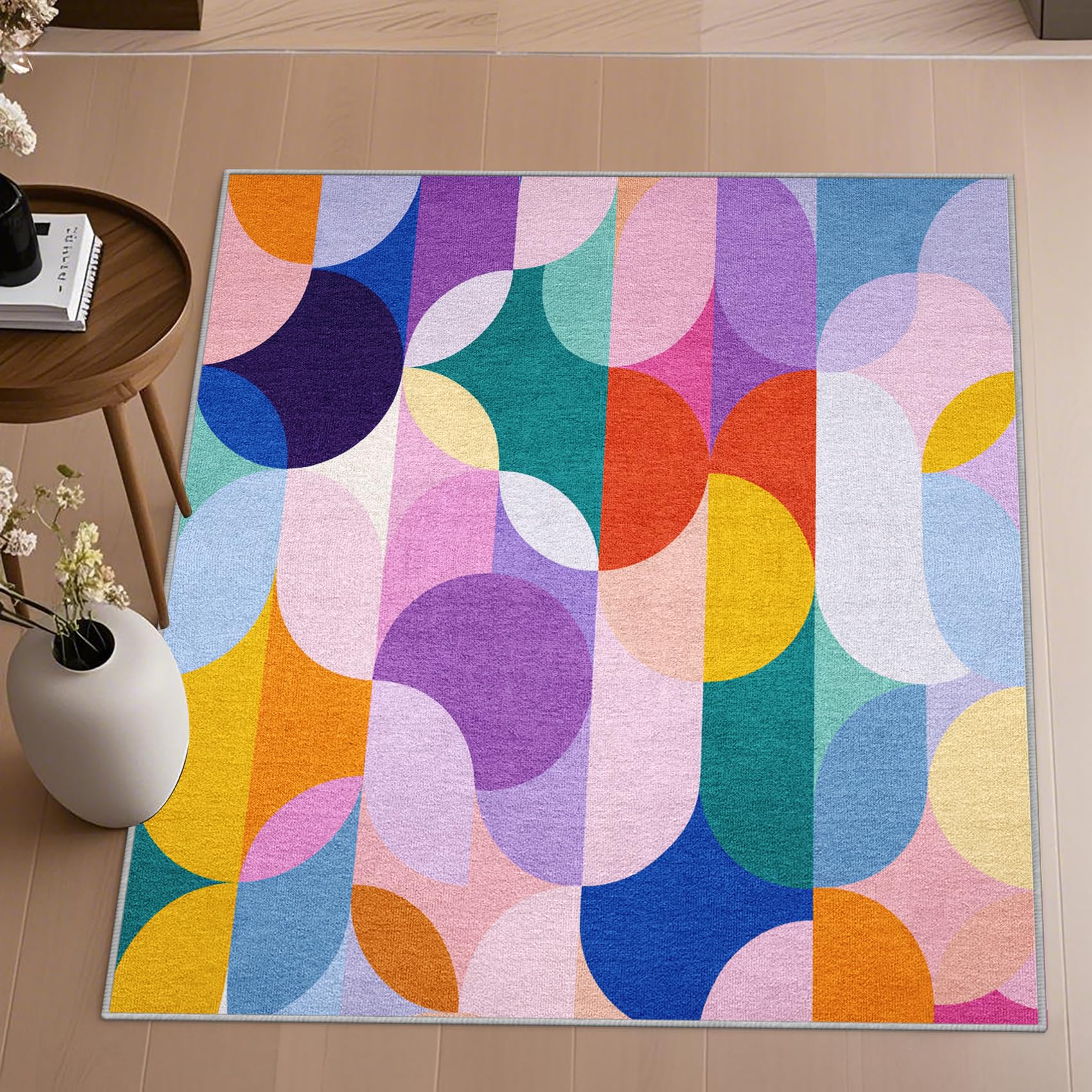 Générique Lune Soleil Tapis Salon 240x340 - Motif Vague désert Bohème Tapis à Poils Courts Doux Antidérapant Grand - Lavable en Machine - pour Chambre à Coucher Cuisine Salle à Manger G9m24j90