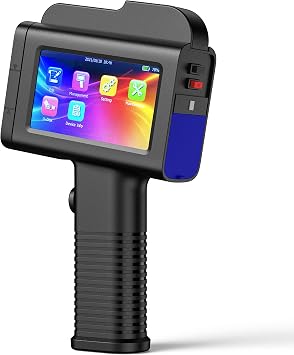 Handheld Inkjet Printer with LED Touch Screen for Code Date QR Logo Text Serial on Wood, Metal,Plastic,Pipe, Fabric,Cement, Leather and Glass SurfaceSupport 17 Language 1inch/B35