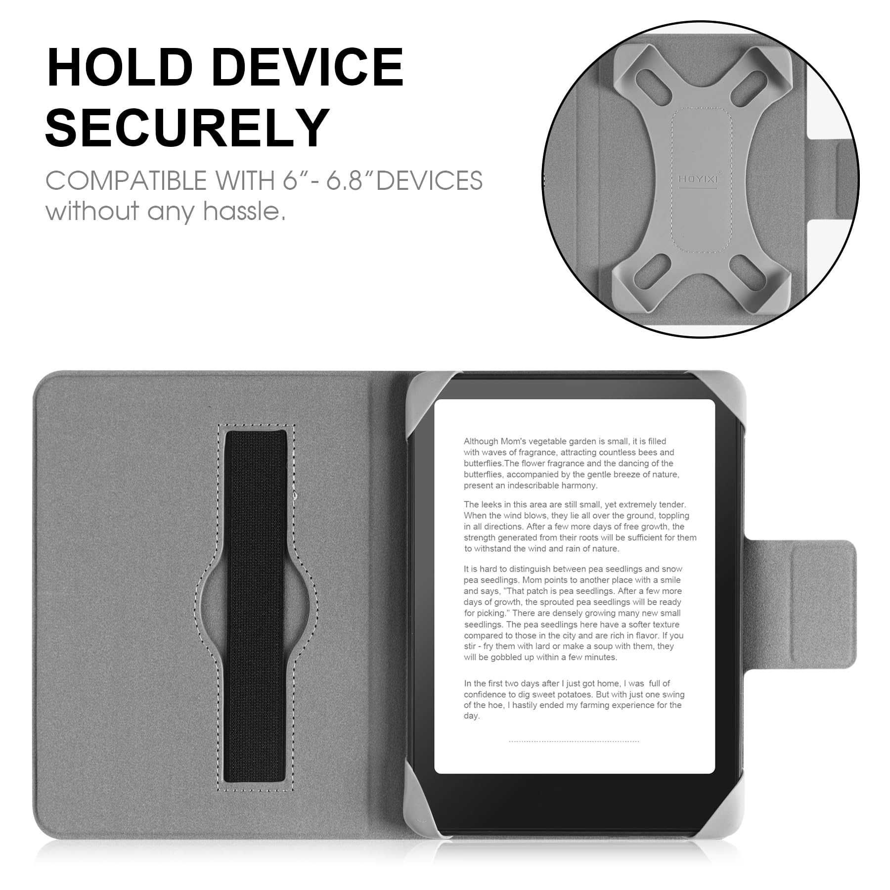 HoYiXi Uniwersalne etui na eReader 6,8 cala, 7 cali, Kompatybilne z Pocketbook, Tolino, Sony, Kindle Paperwhite, Kobo E-Book Reader, Gumka elastyczna, dla 6,8"-7" eReader, Dali Rose