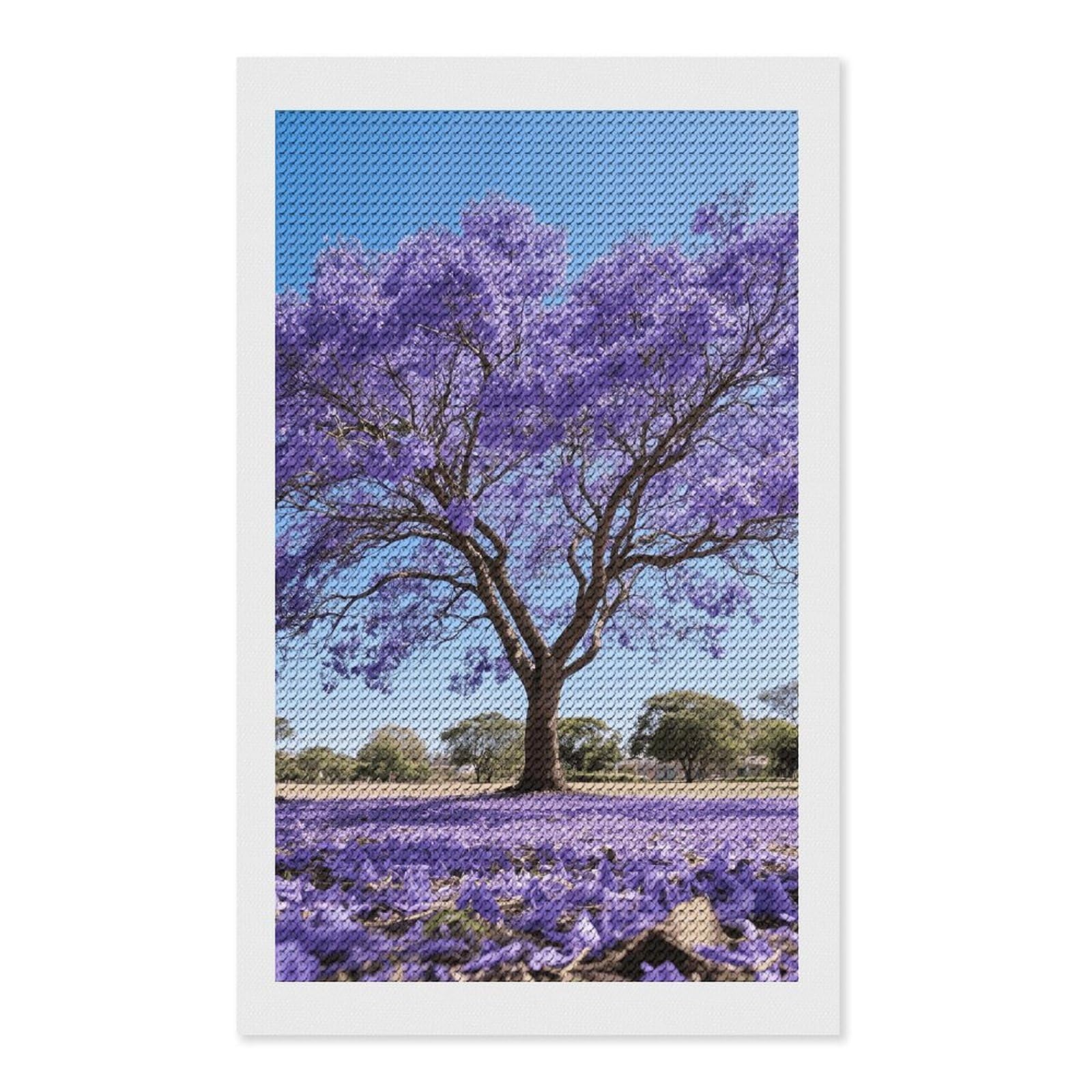 FodPand Jacaranda 5D Diamond Painting Kits for Adults Beginners Full Drill Round Diamond Dots Pictures Gem Art Supplies for Home Wall Room Decoration DIY Craft Set Gift 12x20