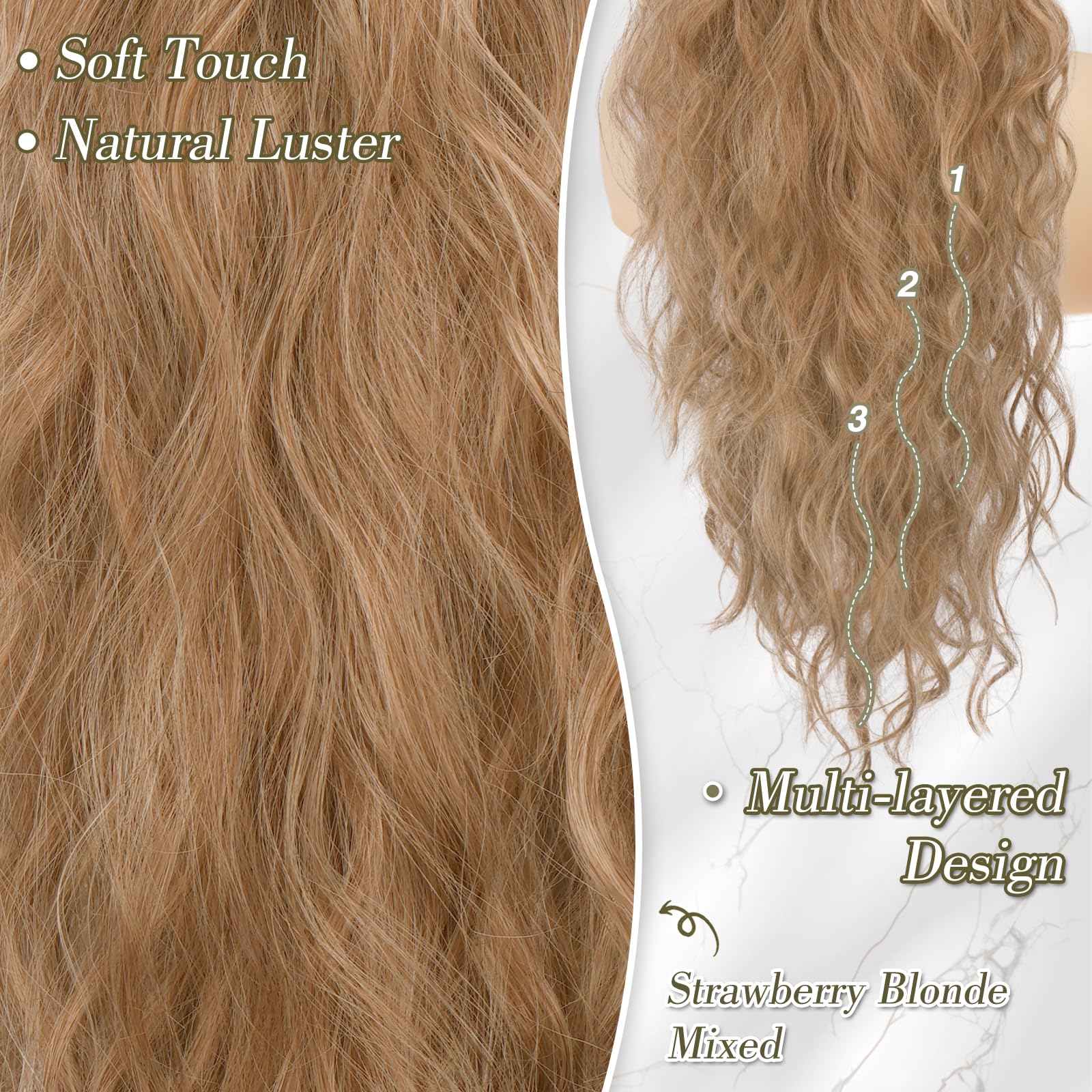 Strawberry Blonde, Golden Blonde l Long & Layered l Ponytail Clip l 20” New Adele12-16_WS_LL-6463.jpg?v=  main image 2