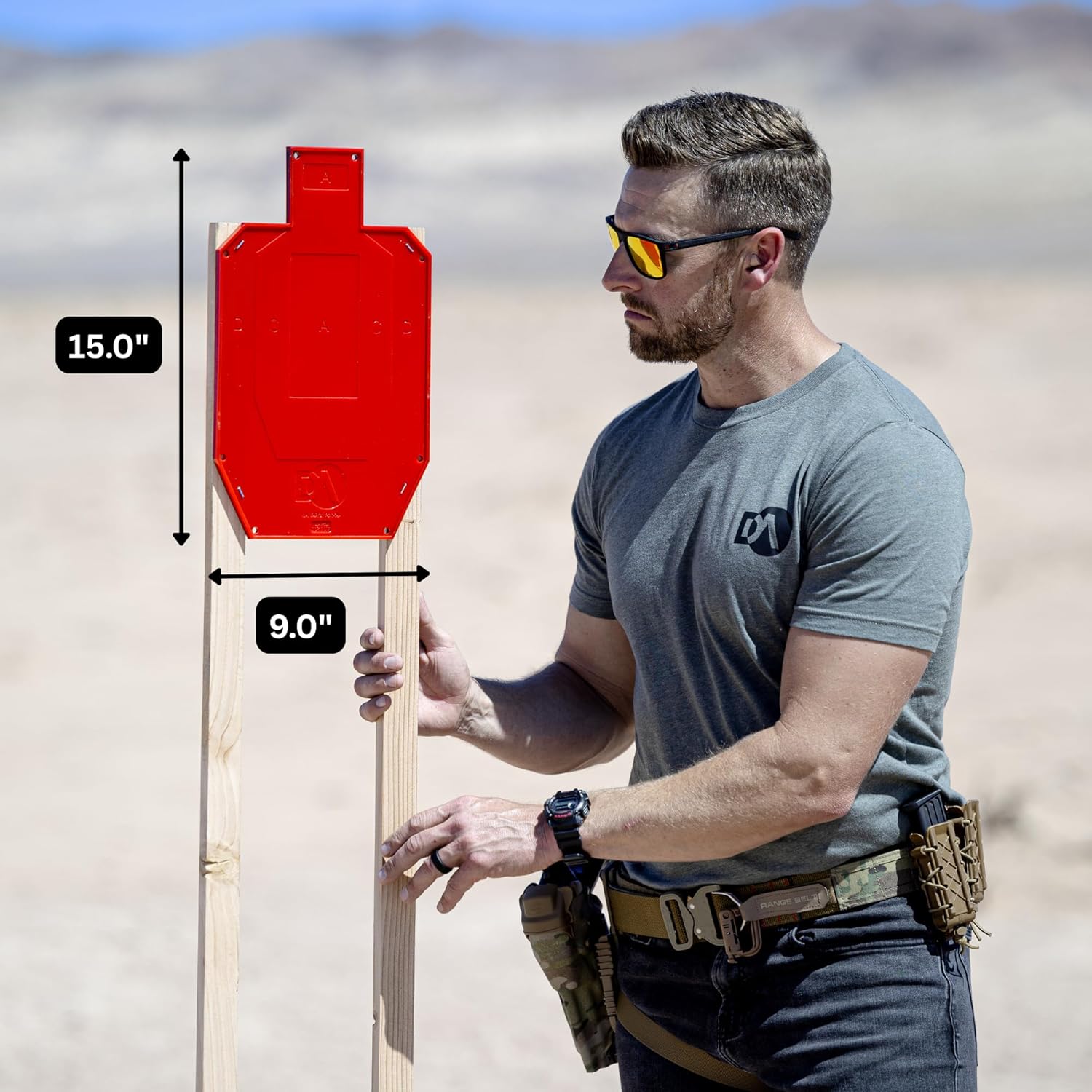 DA Targets - Half-Size Silhouette Target, Color Changing, Self-Healing, Reactive Shooting Target, Ricochet Free, Reusable, Weatherproof, 100% Made in USA