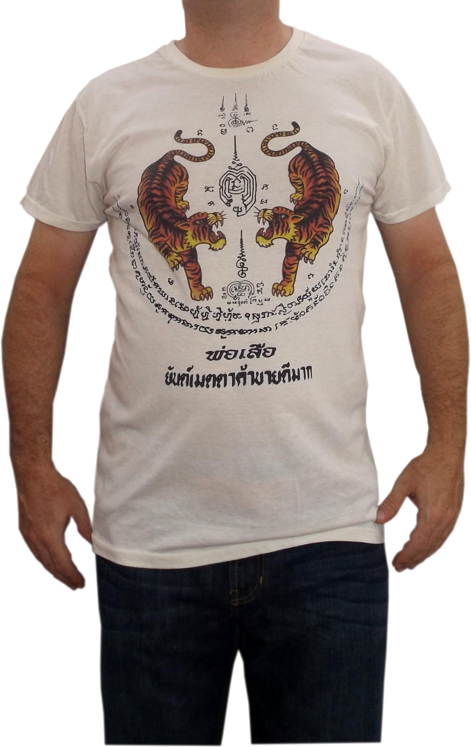 Mayakun Men´s T-Shirt Yantra Tiger Full Body Tattoo Buddhism Thailand Sz. M L XL