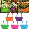 LOVOUS 5 Pack Railing Planter for Outdoor Plants Balcony Hanging Flower Pots with Detachable Hooks Metal Hanging Planters for Fence Garden Yard Patio Porch Home Decor,Multi