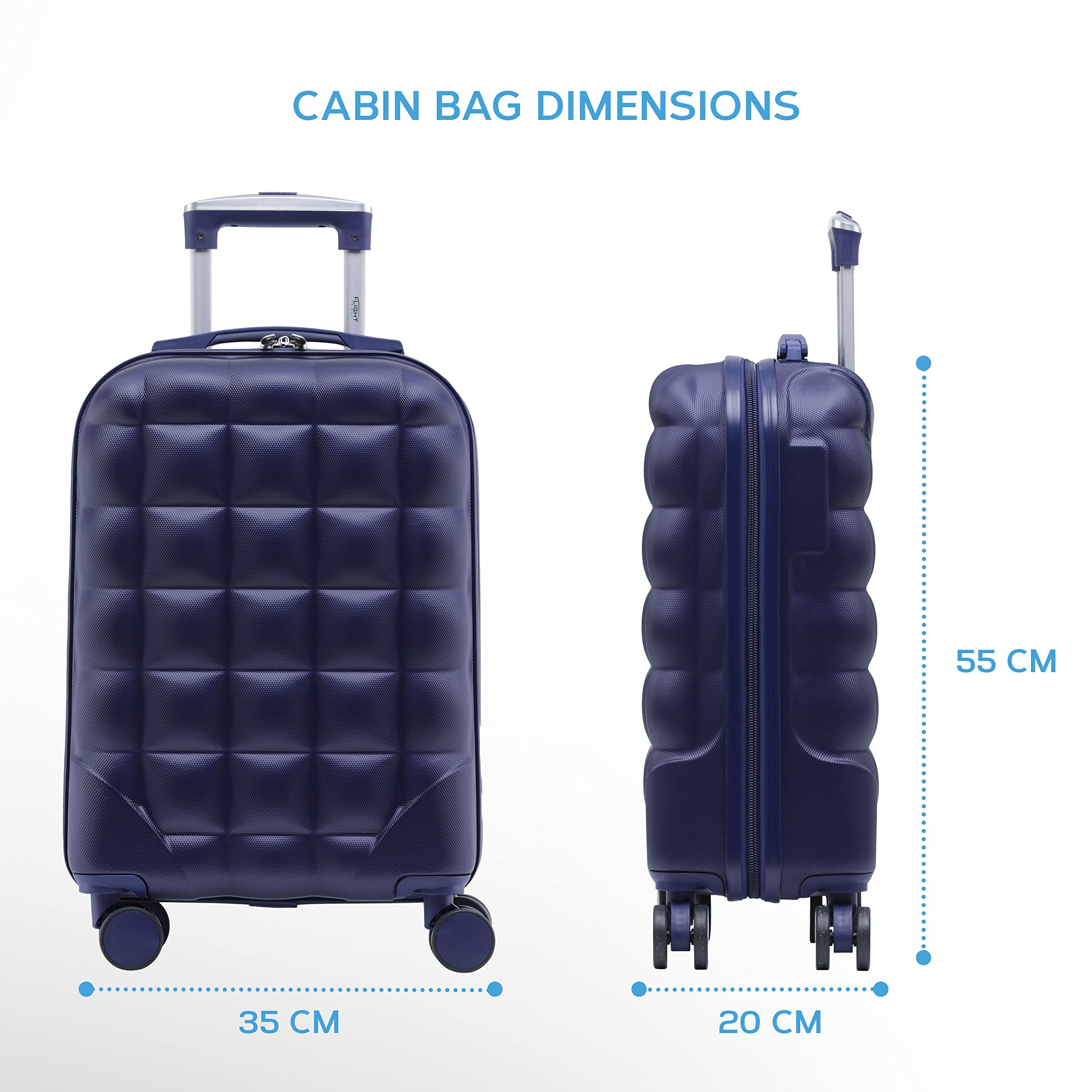 Flight Knight Bubble Suitcase Ryanair easyJet Jet2 Approved 8 Wheel Hardcase Suitcases Cabin or Medium & Large Check-in Sizes