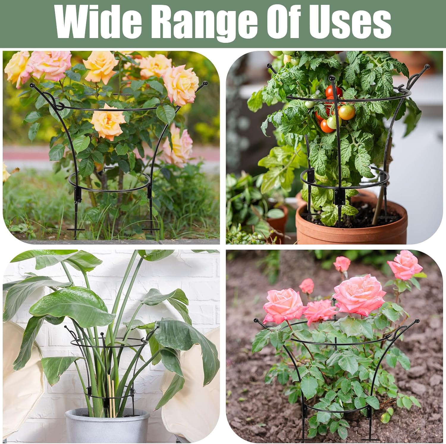 2 Pack Large Peony Cages and Supports,23.2" H X 13.4" D Metal Peony Support Rings,Tall Plant Support Garden Stakes for Outdoor Plants and Other Flopping Flowers