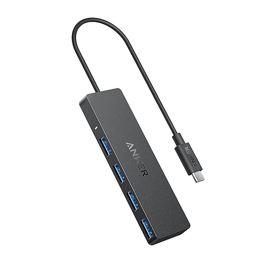 Anker USB C Hub, 4 Ports USB 3.0 Data Hub with 5Gbps Data Transfer, 0.7ft Extended Cable[Charging Not Supported], USB C Splitter for Type C MacBook, Mac Pro, iMac, Surface, Flash Drive, Mobile HDD