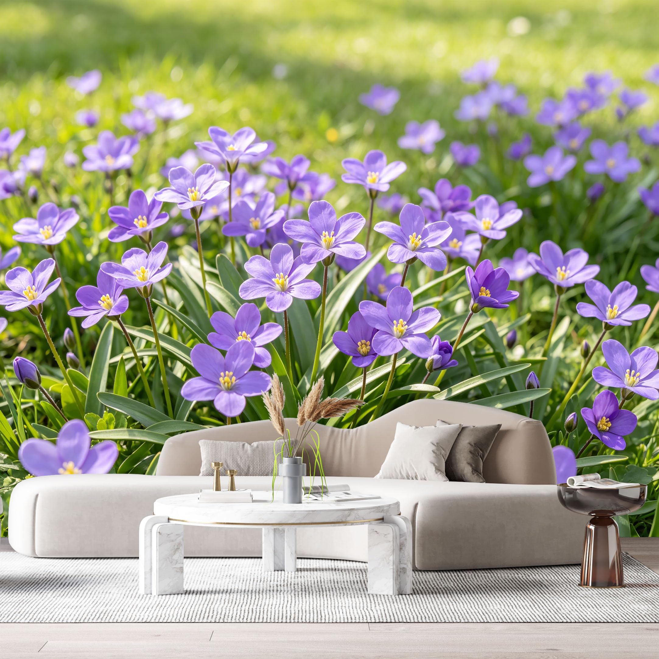 Custom Size Wall Murals Purple Wildflower Botanical Meadow Spring Bloom SelfAdhesive Wall Fabric Removable Large Wallpaper for Photo Living Room