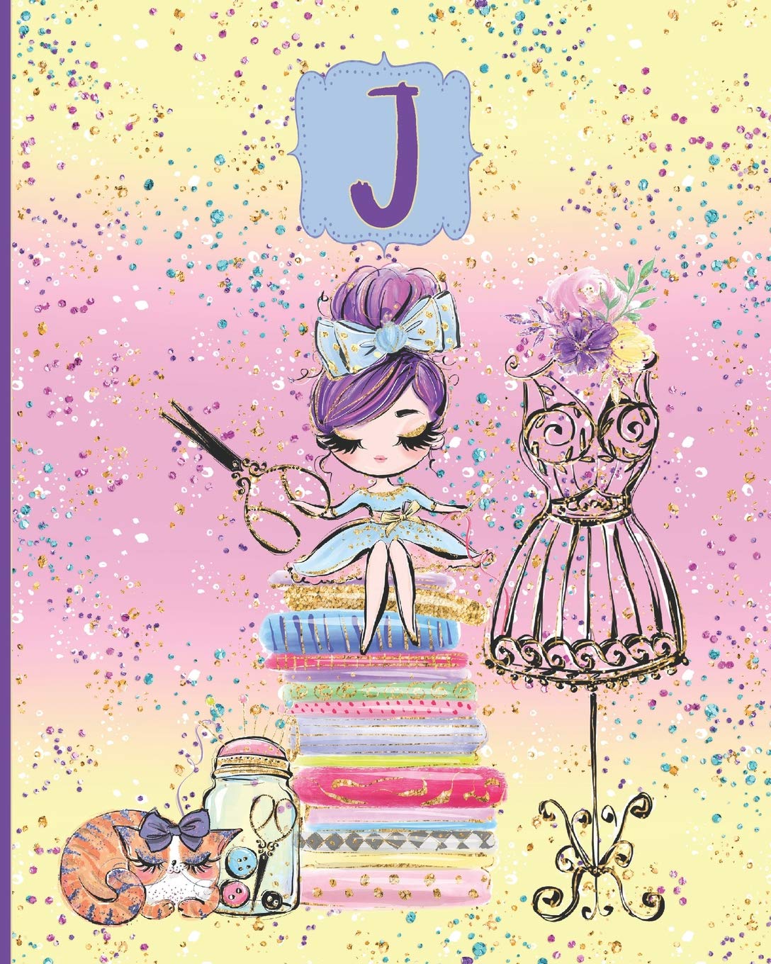 My Sewing Notebook J: Sewing Composition Notebook | Monogrammed Initial J | College Rule and Dot Grid Interior