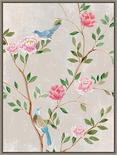 Miniatura 20 de Amanti Art Lienzo enmarcado para pared, 42 x 32 pulgadas, jardín de pájaros I de Aria K, lienzo enmarcado para pared, obras de arte de animales,