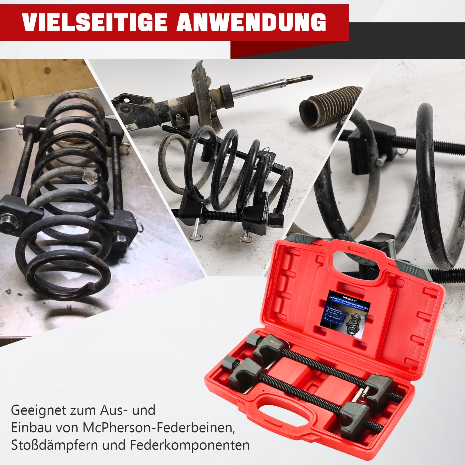 DASBET 2-TLG Federspanner Set | Feder Spanner Montagewerkzeug 300 mm für Auto & Motorrad, Spulenfedern, Federbein, Vorderachse & Hinterachse, Federspanner für Federwechsel