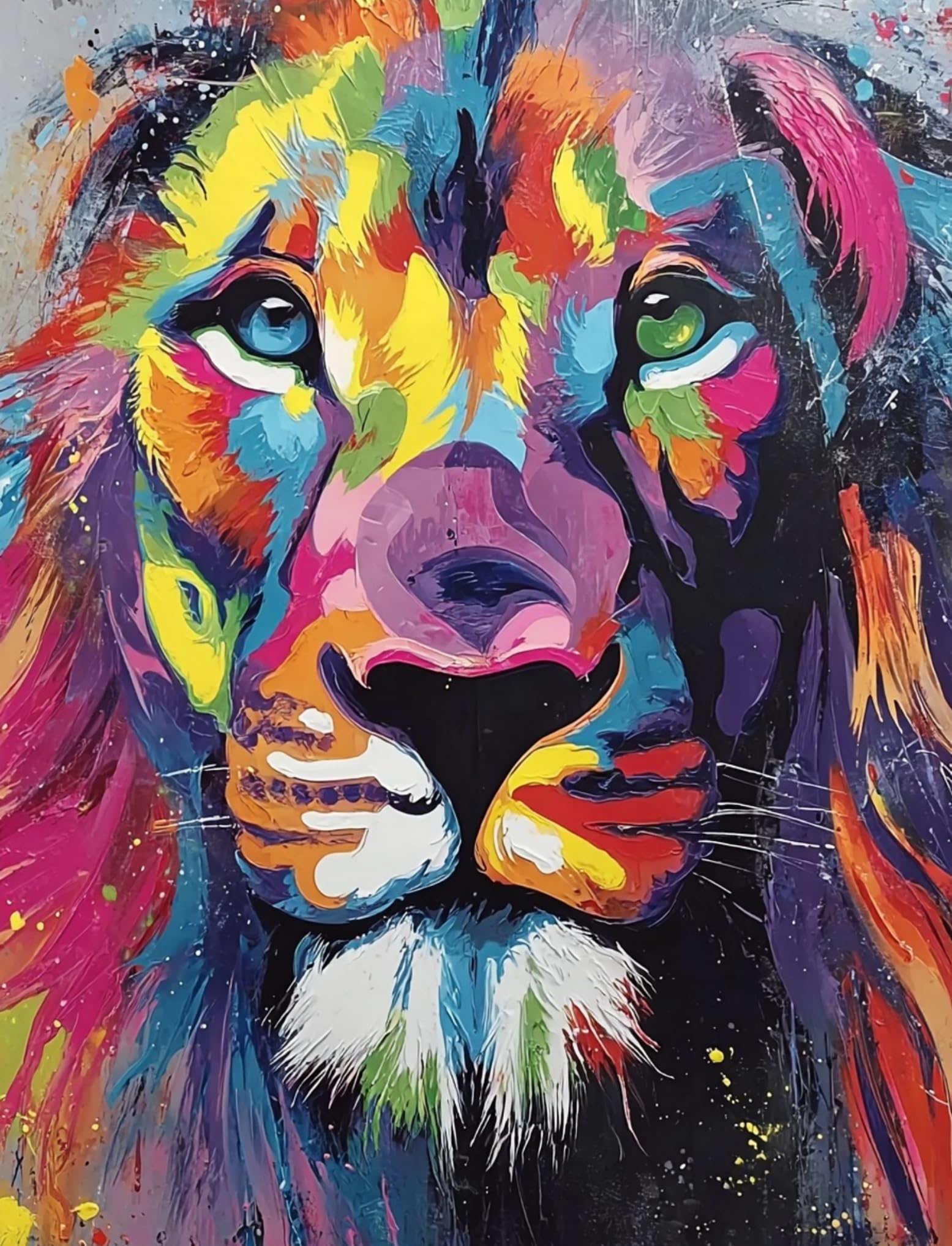 WANGWANGMIAO Paint by Numbers for Adults Colorful Lion Eyes- Painting by Numbers for Beginner,DIY Acrylic Oil Paints Canvas Kits for Home Wall Decor Gifts 16X20 Inch，Without Frame
