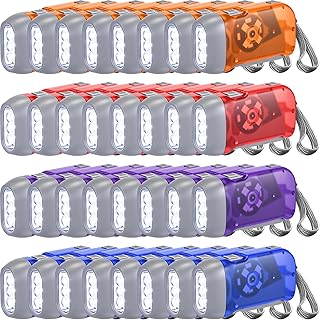 Treela 36 Hand Crank Flashlights,Red, Blue, Orange, Purple
