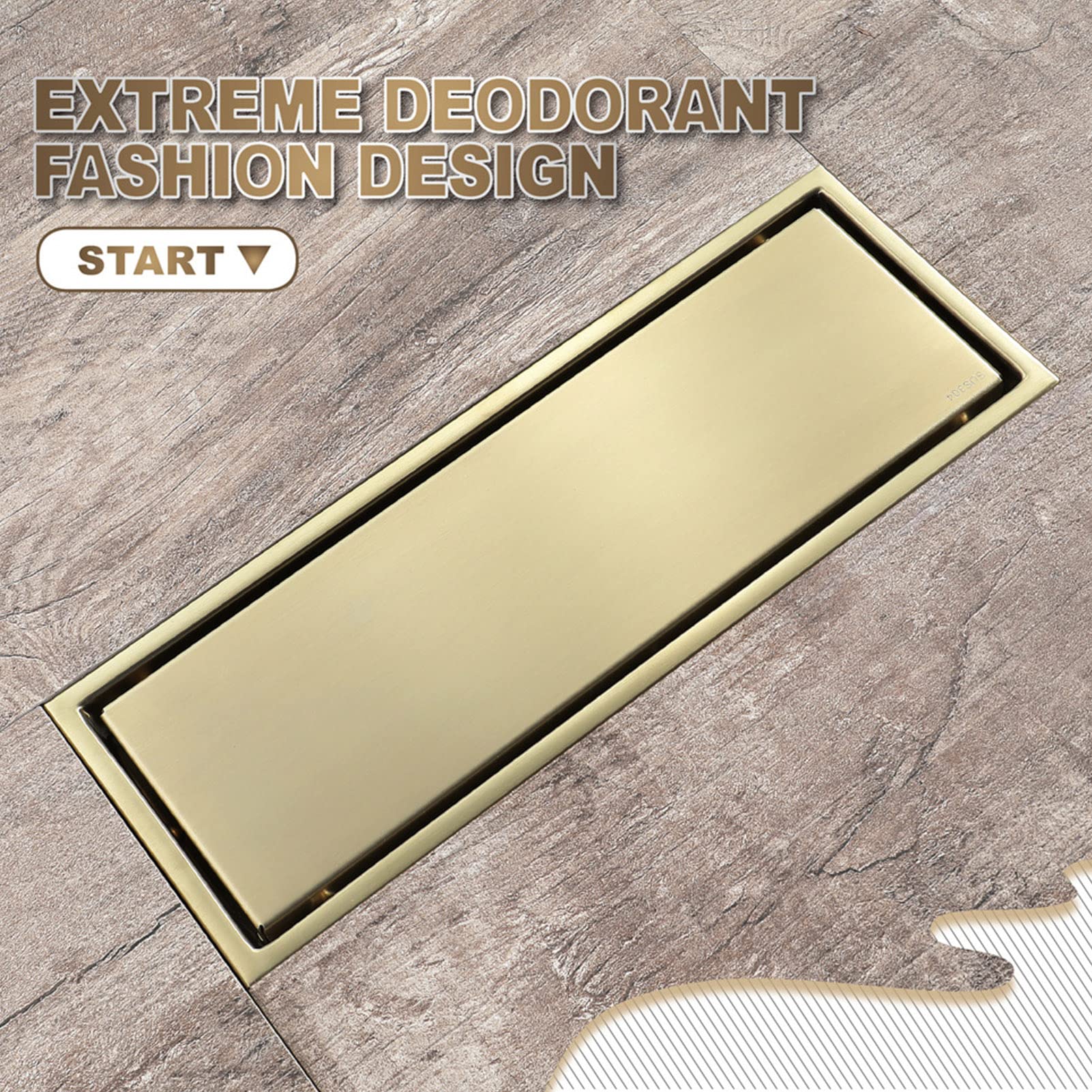Desagüe Lineal De Ducha De Baño De Acero Inoxidable 304, Desagüe De Ducha De Baño Invisible Anti-Obstrucción Antiolor 300 × 110 Mm