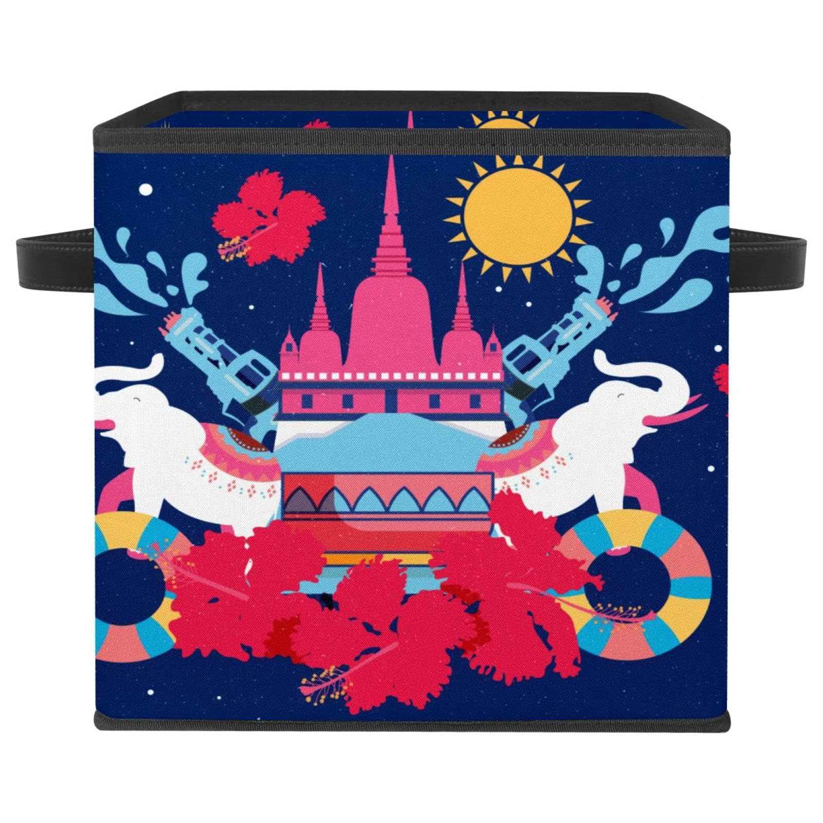 Cube de rangement en tissu pour chambre d'enfant motif Songkran