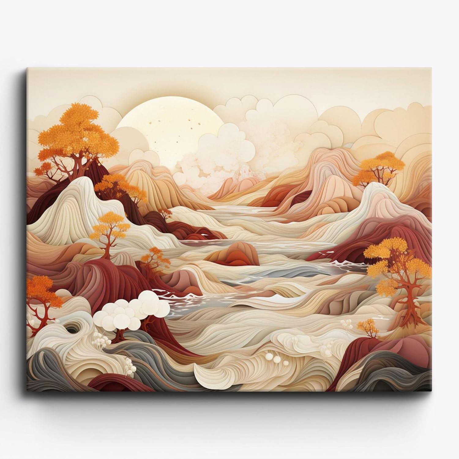 Craftoria Paint by Numbers for Adults 40"x50"cm Framed Landscape Abstract Mountain Harmony 24 Colors