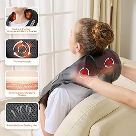 LAOBEN Neck and Shoulder Massager for Shoulder Massage and Neck Massage, Shiatsu Neck Massager with Heat, Shiatsu Back Massager for Office & Home Use, Birthday Gifts for Him Her (Parents/Friends)