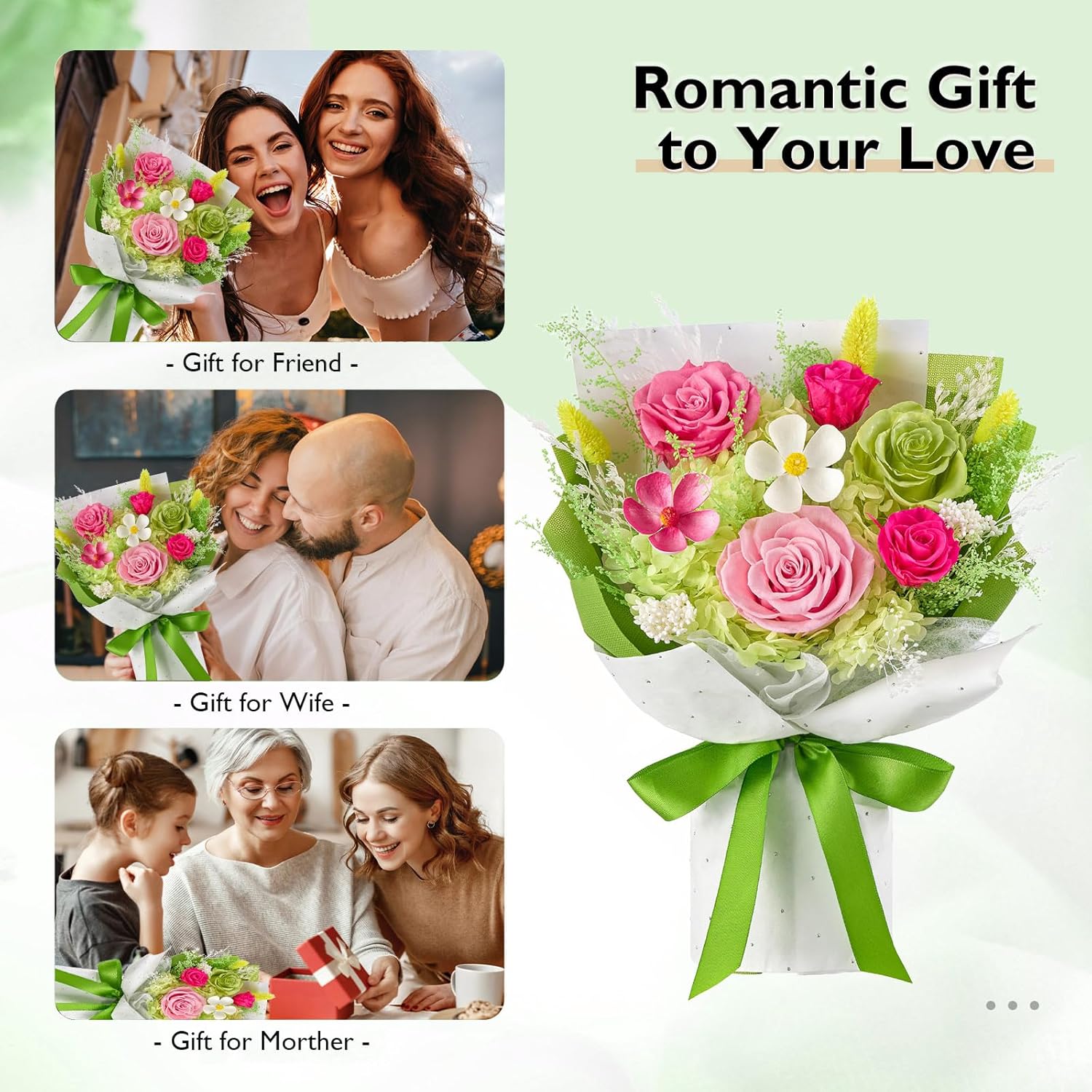 Eterfield Flowers for Delivery Prime, Mother's Day Forever Flower Bouquet, Preserved Pink Roses Birthday Gifts for Her Women Wife Mom Anniversary Valentines Day Christmas