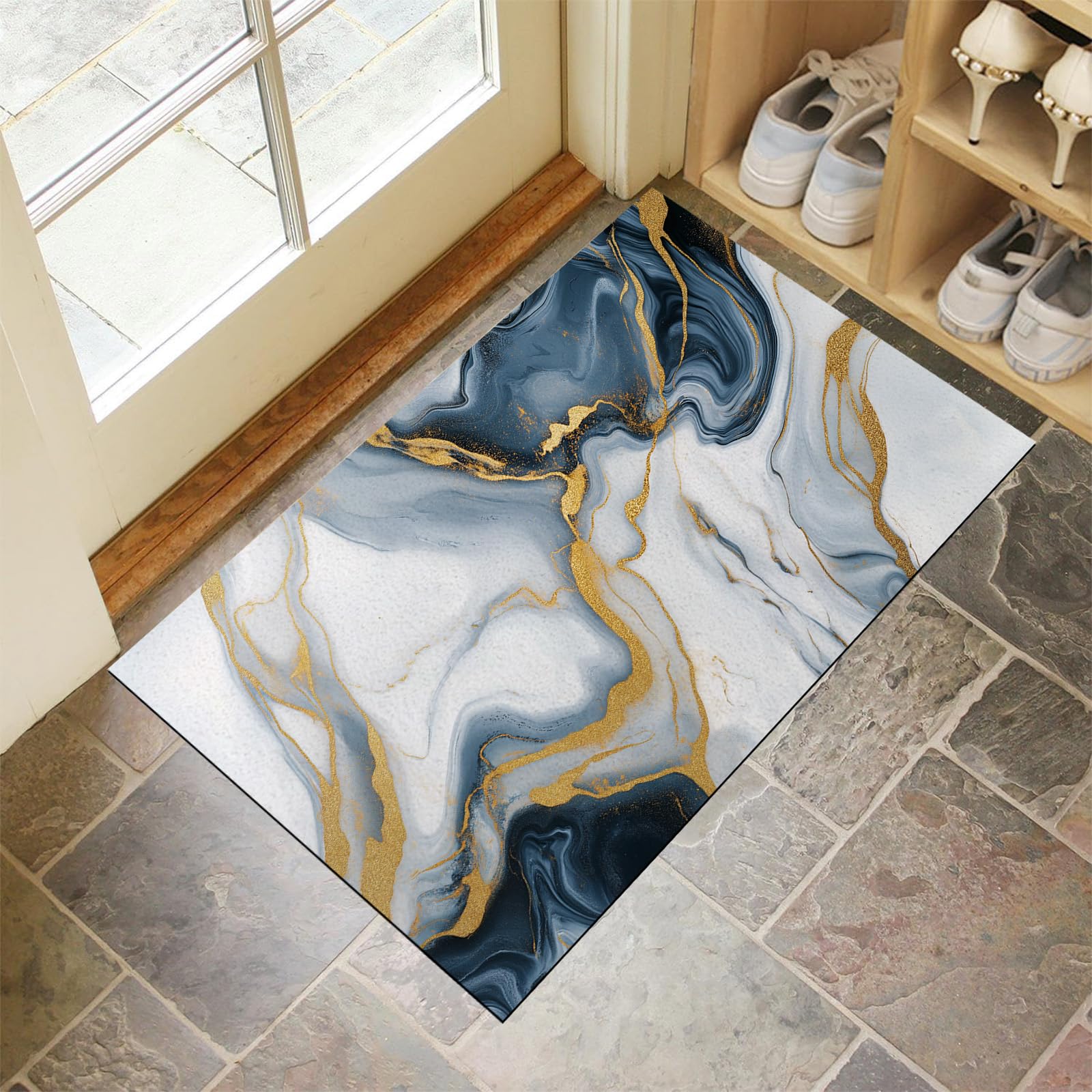Paillasson extérieur antidérapant 50x80 cm bleu gris pour entrée