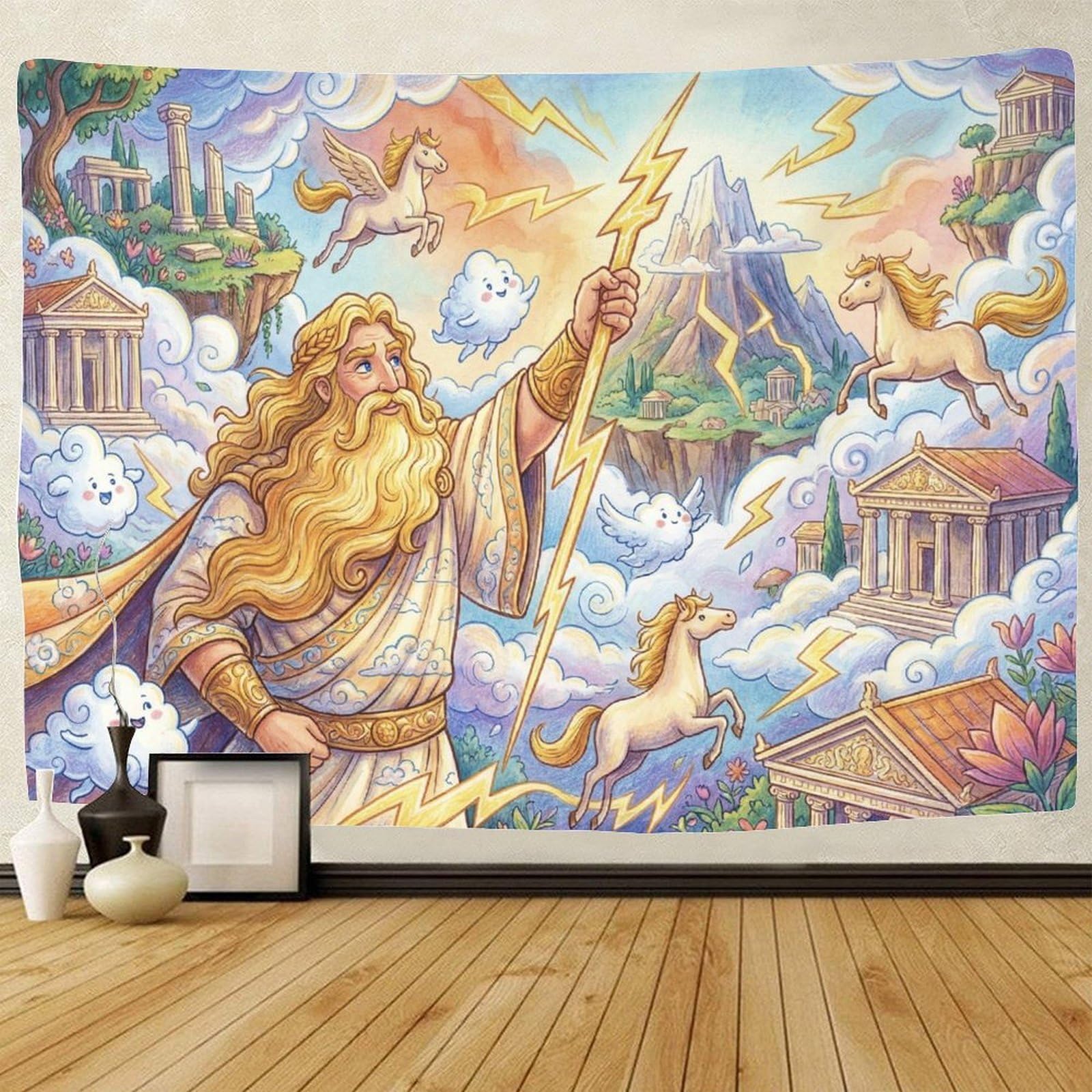 ASDFGHJKLZA Zeus Greek Mythology Pegasus for Wall Tapestry, Dorm Room Decor
