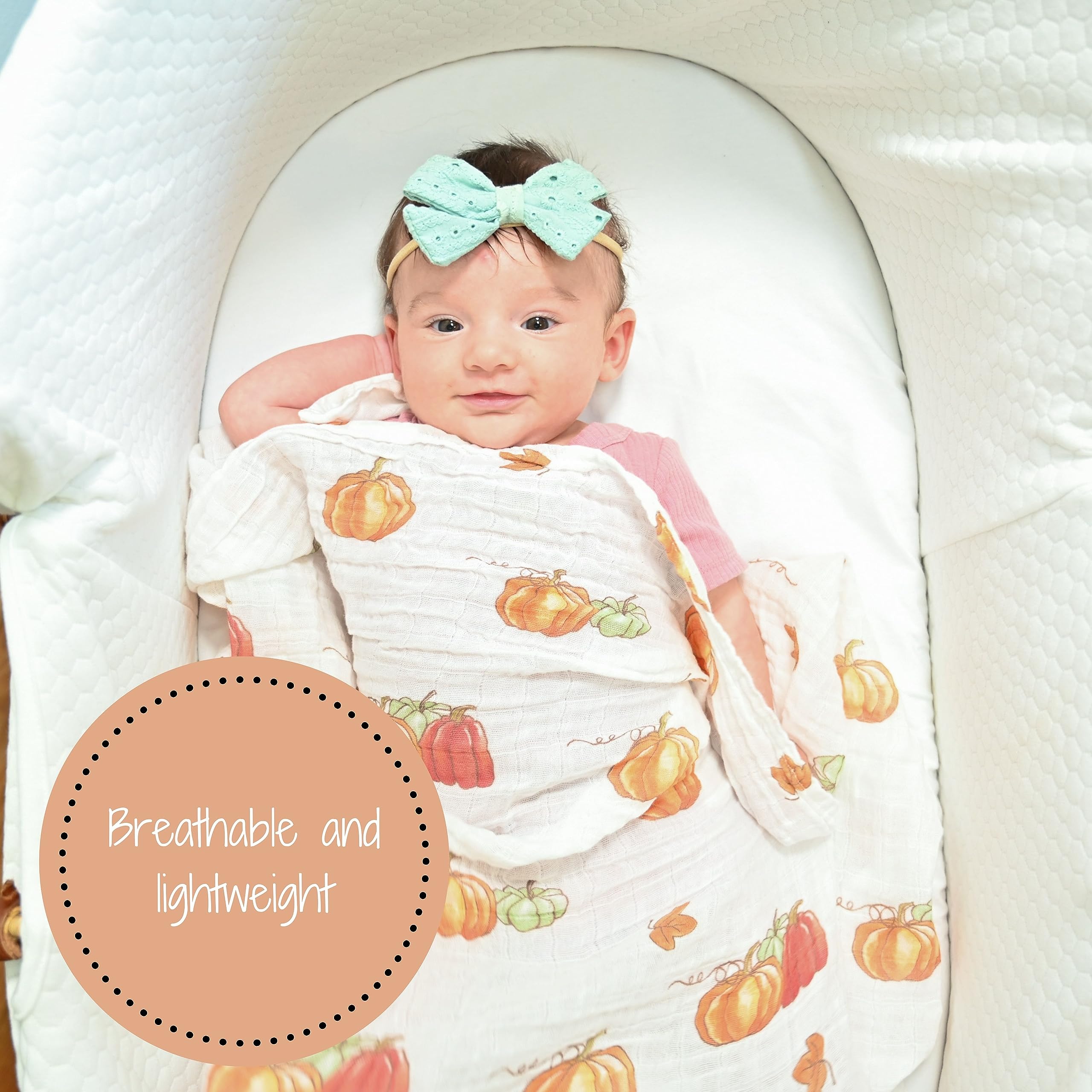LollyBanks Muślinowy koc do przewijania | 100% bawełna | koc dla noworodka i niemowląt | duży 120 x 119 cm dla dziewcząt | lekki i oddychający |