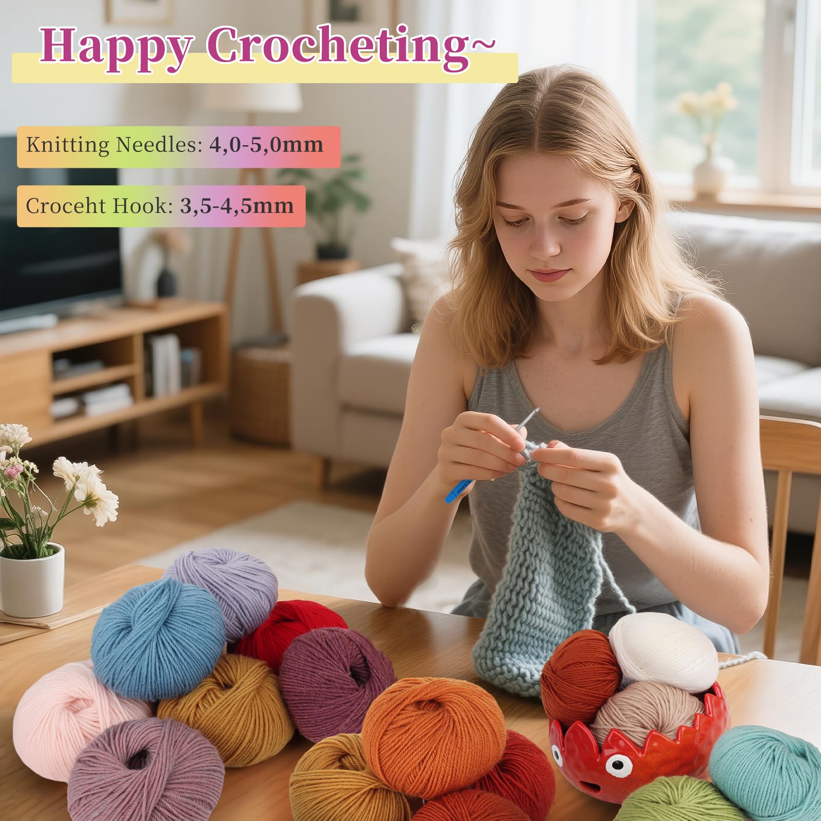 Coopay 600 g (12 x 50 g) di lana per lavorare a maglia e all'uncinetto, in 98% lana vergine e 2% cotone, super morbida, filato per uncinetto, per vestiti, sciarpe, coperte, foulard, arancione