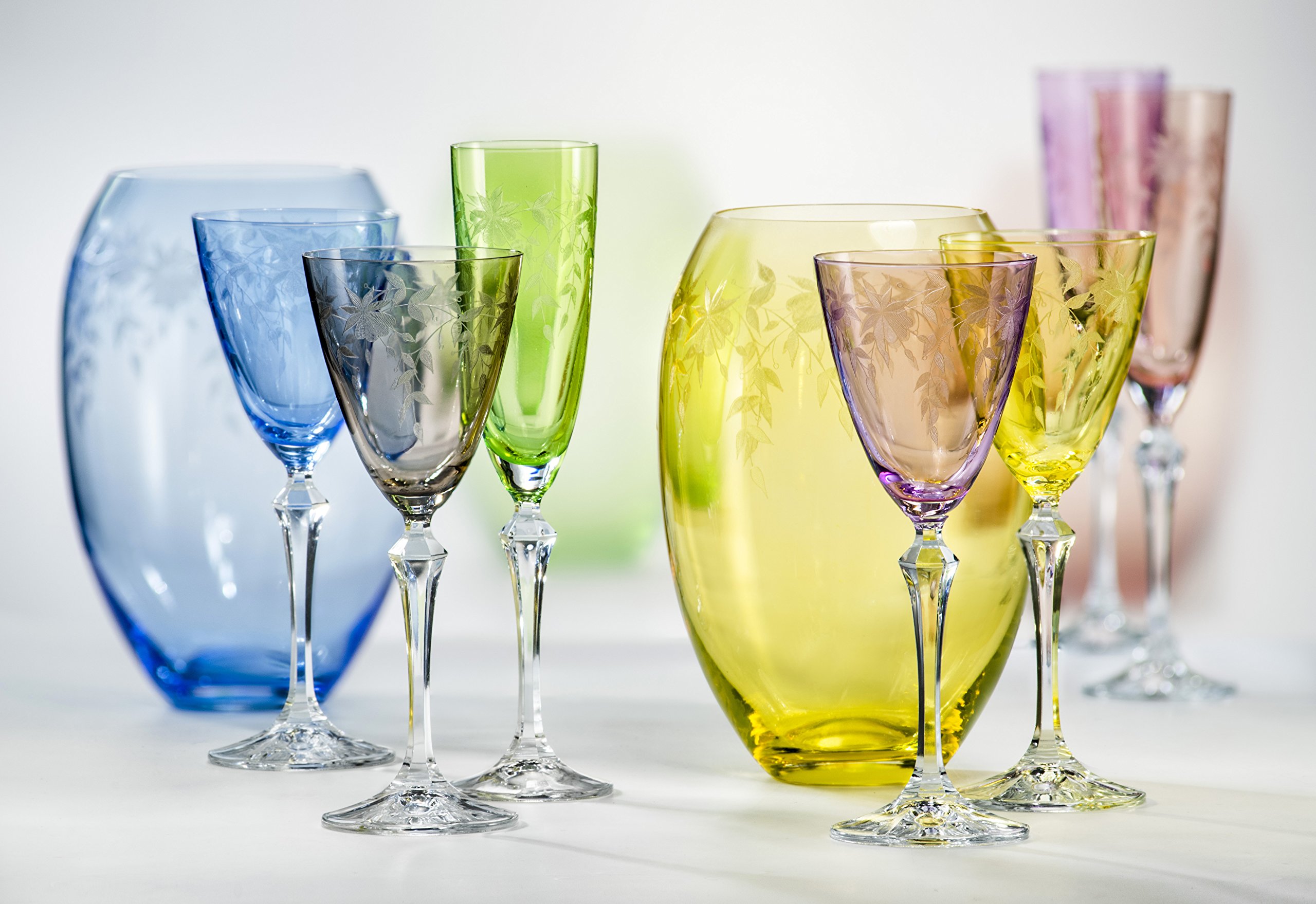 Bohemia Kristall Gläser - Floral - 6er Set - Original (Weinglas 6 x 250 ml)