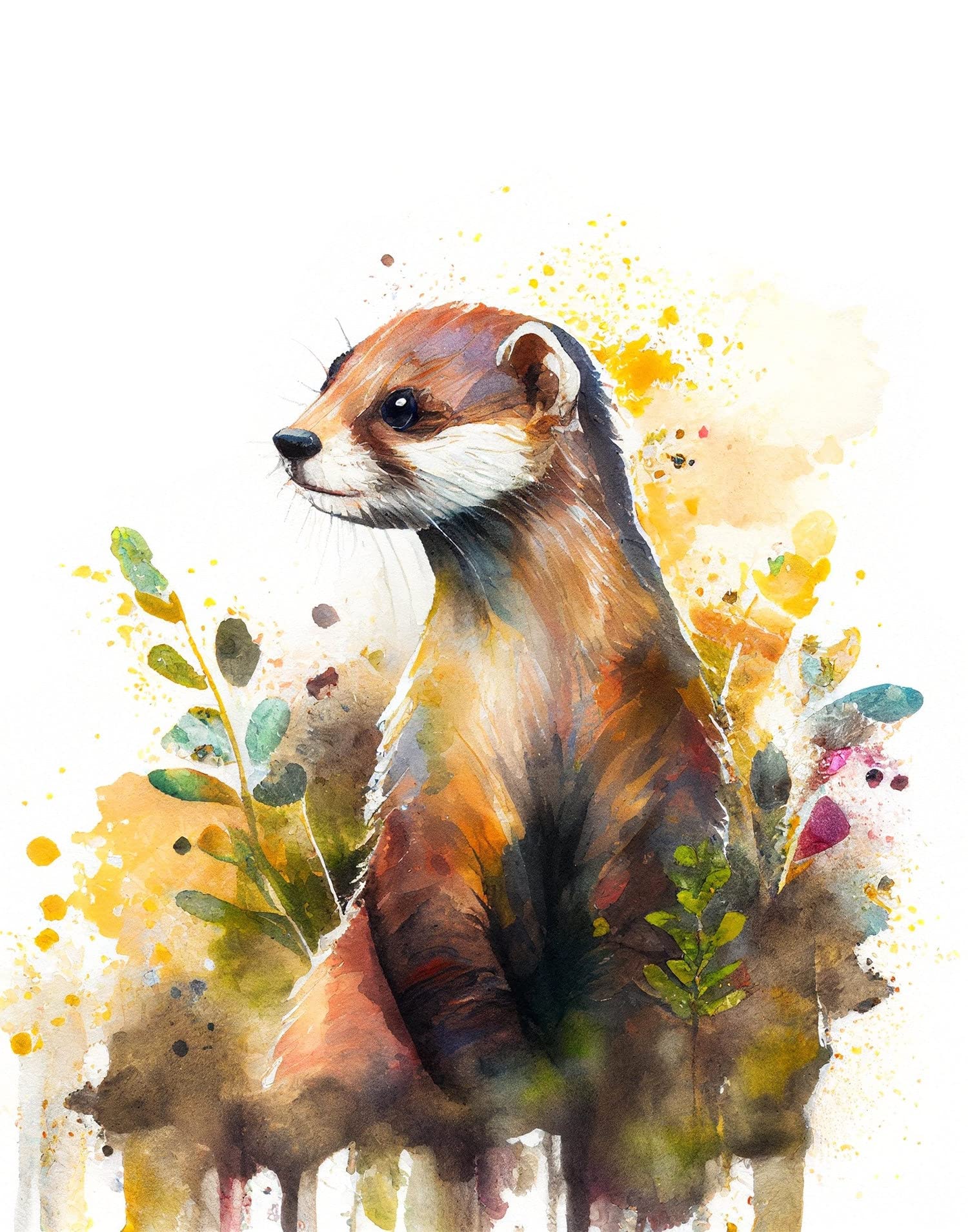 Ferret Print Art, Ferret Animal Painting, Ferret Wall Art, Wild Animal Print Art, Ferret, Ferret, Animal Print, Animal Art, Animals, Posters And Prints,168