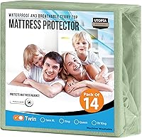 Vista 55 de Utopia Bedding - Protector de colchón de tamaño individual impermeable, paquete de 14 unidades, funda de colchón de rizo de 200 GSM, funda de cama