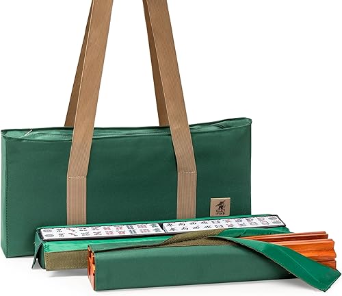 Miniatura 4 de Set de Mahjong Americano de Yellow Mountain Imports, Huntington con 166 Azulejos de Mahjong de Melamina, Estuche Blando Verde Mineral - 4 Estantes