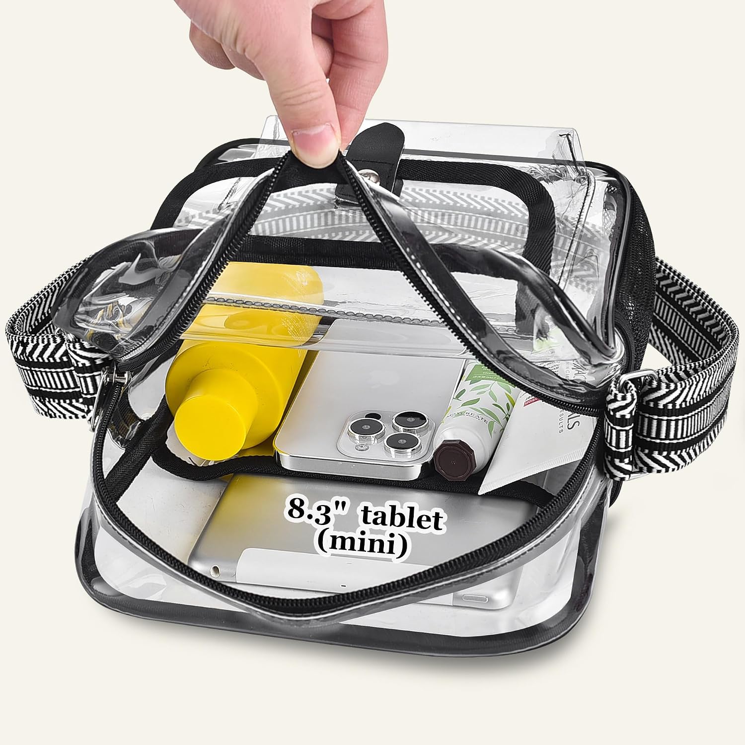 SPODEARS Clear Crossbody Bag for Stadium, Concert, Festival & More - Adjustable Shoulder Strap & Bottle Holder