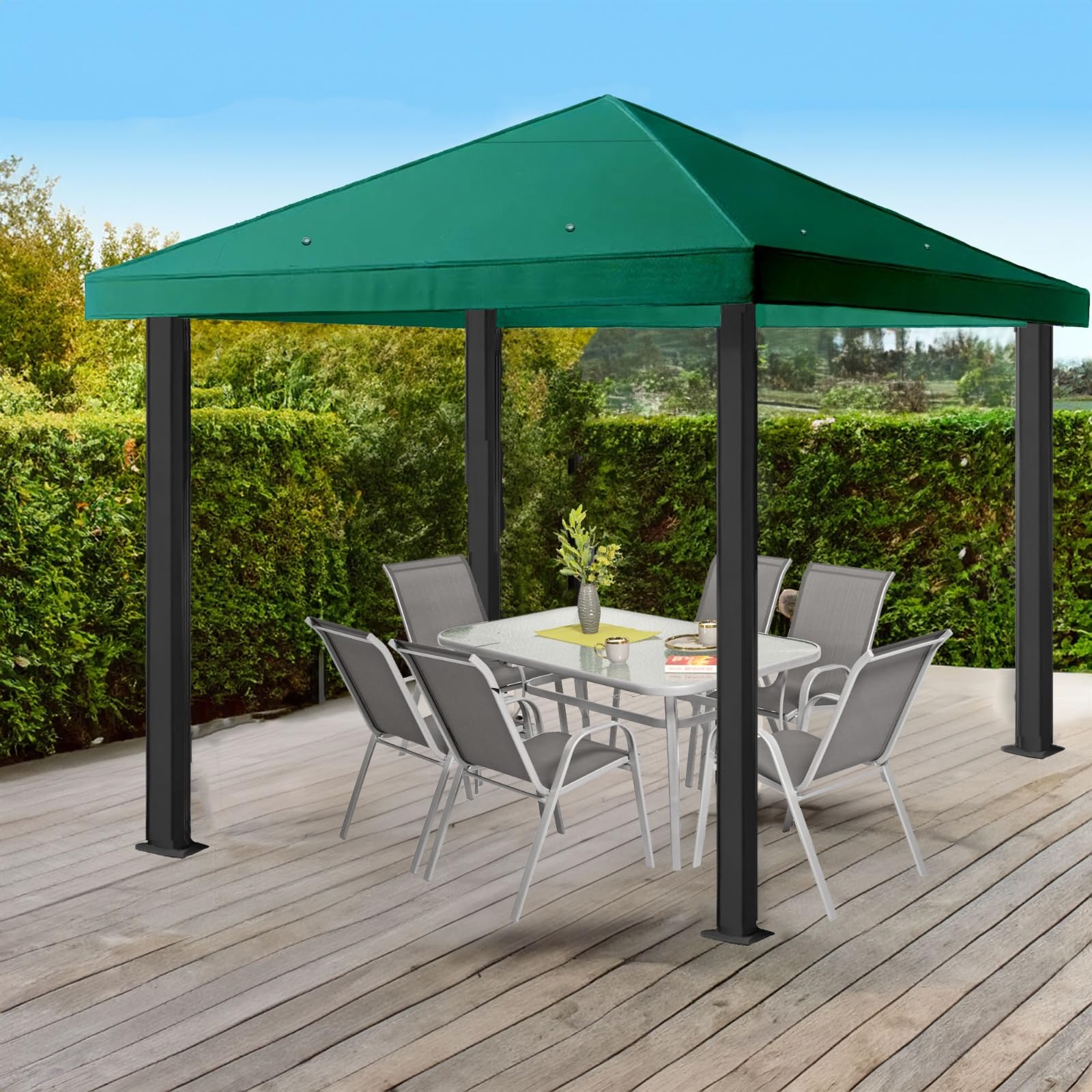 Modèle 2 Toit de rechange pour pavillon de jardin 3 x 3 m Étanche Matériau Panama en PCV souple 370 g/m² ultra résistant