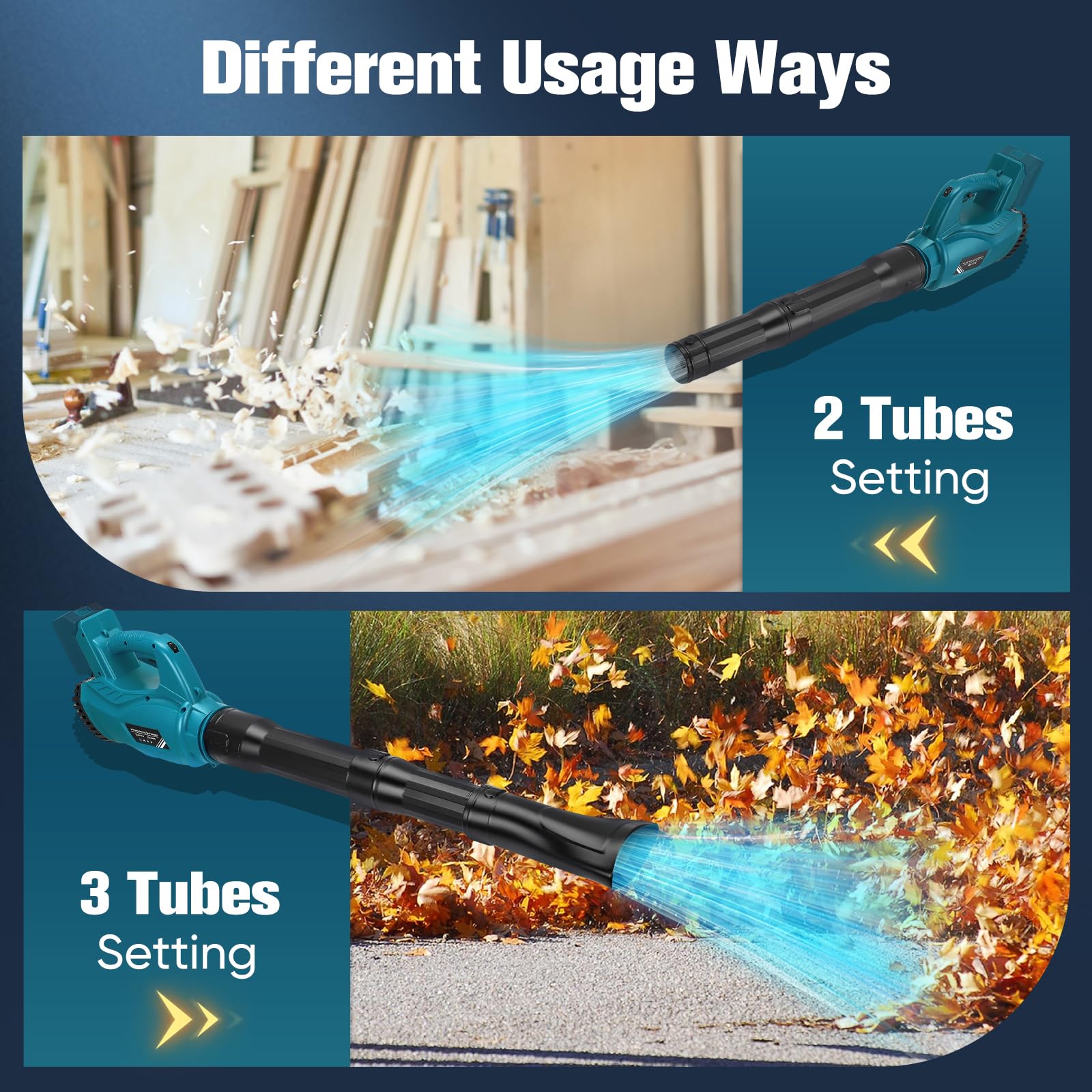 Soffiatore di foglie compatibile con batteria Makita 18 V, ideale per giardino, velocità variabile, terrazza, grande volume, per costruzione, casa, giardino, cura del prato