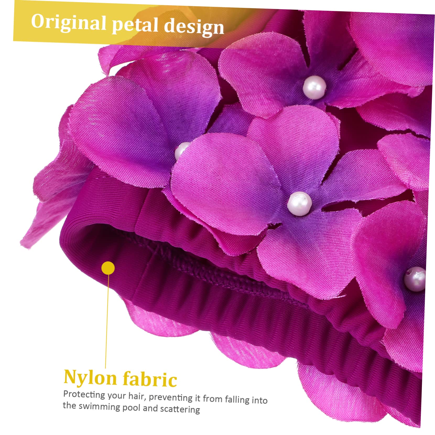 BESPORTBLE Gorro De Baño De Flores Gorros De Baño para Mujer Gorro De Baño De Pétalos Tapones para La Nariz para Nadar Sombreros Divertidos Tela De Nailon
