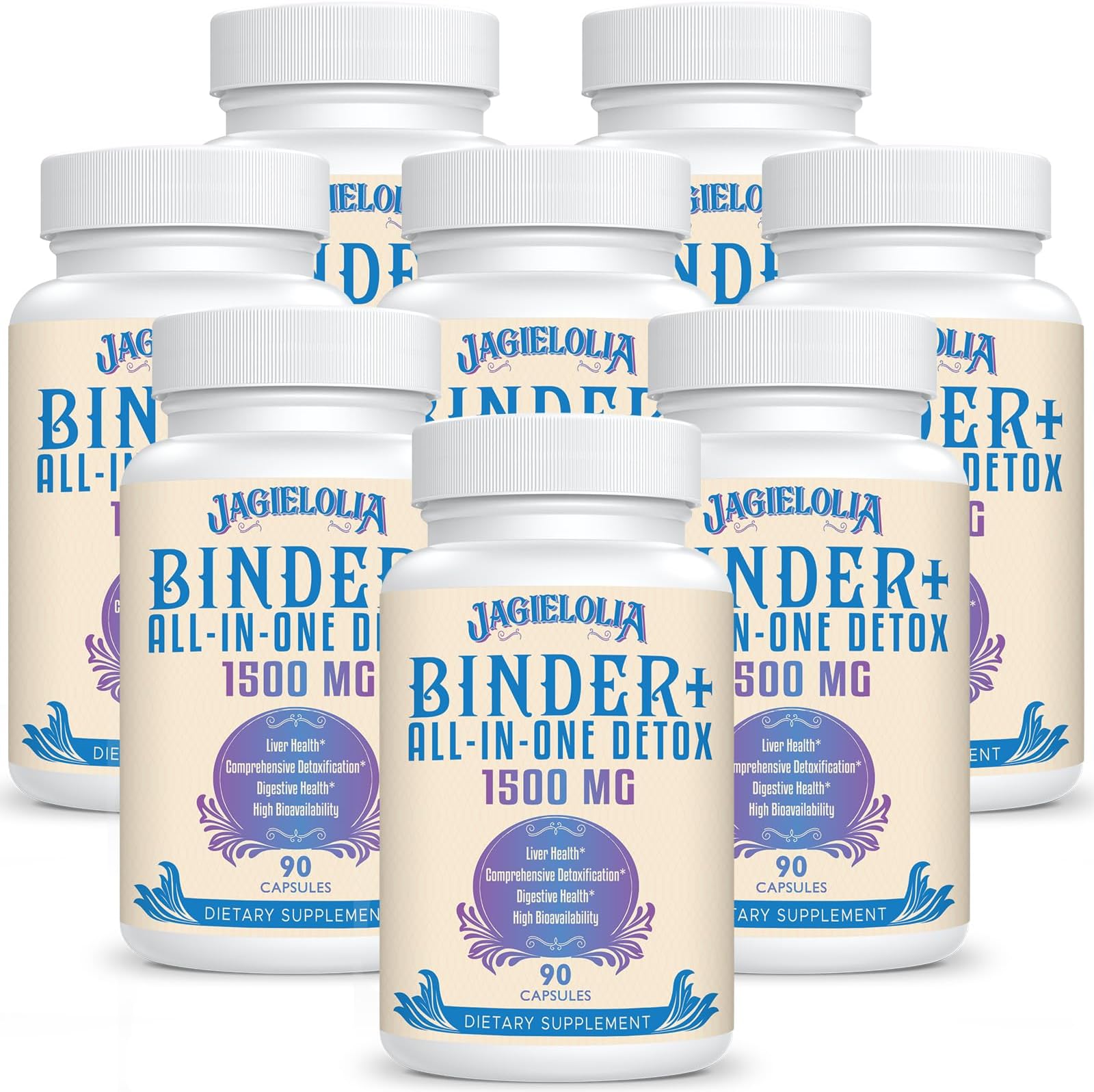 All-In-One Detox Binder Supplement 1500 MG - High Bioavailability, Liver Gut Detox Cleanse with Activated Charcoal, Zeolite & Bentonite Clay for Toxins, Liver, Digestive, 720 Vegan Capsules