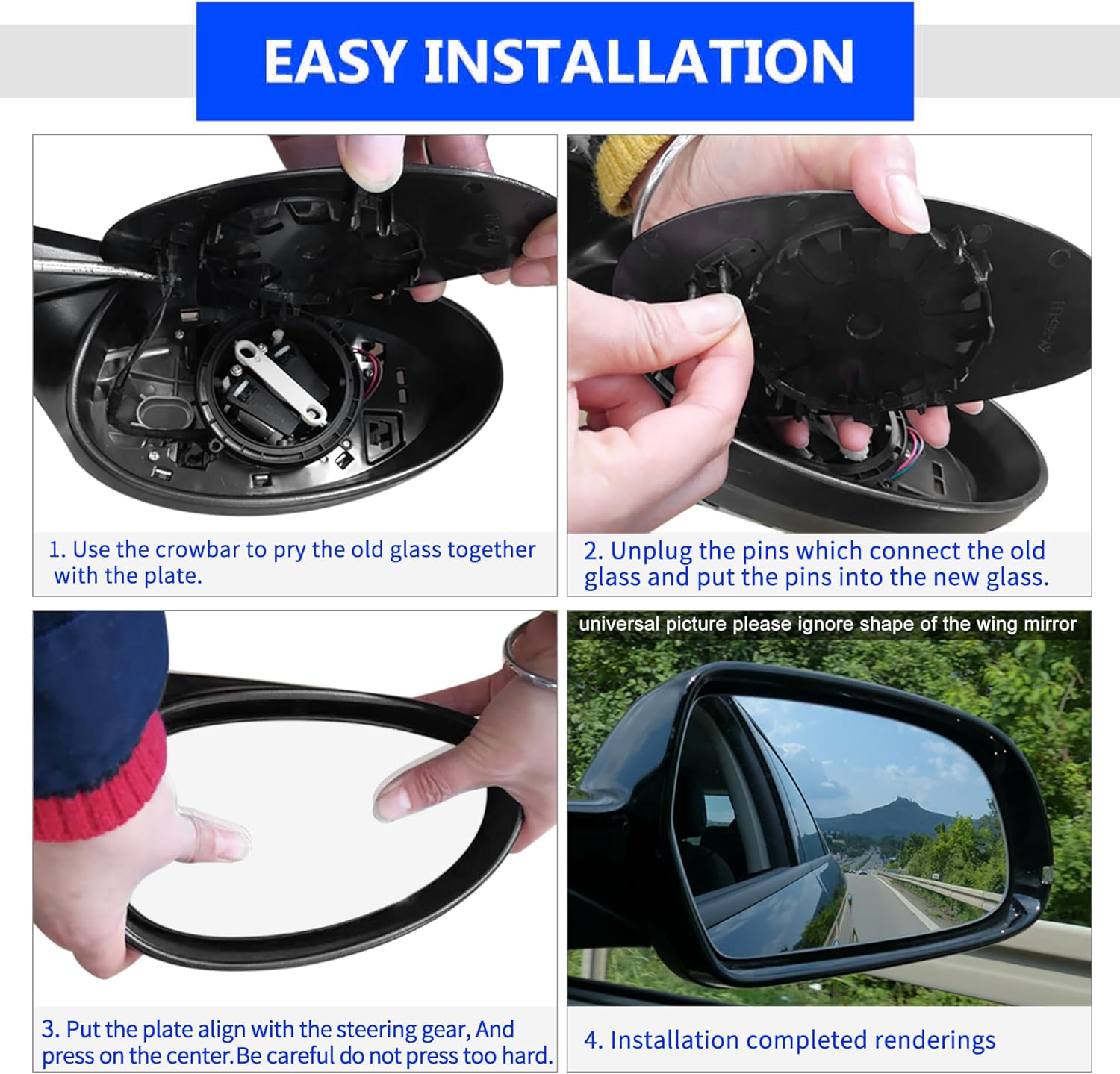 1 Pair Heated Left & Right Side Rearview Mirror Glass with Backing Plate for Lexus RX300 RX330 RX350 RX400H 2004-2009