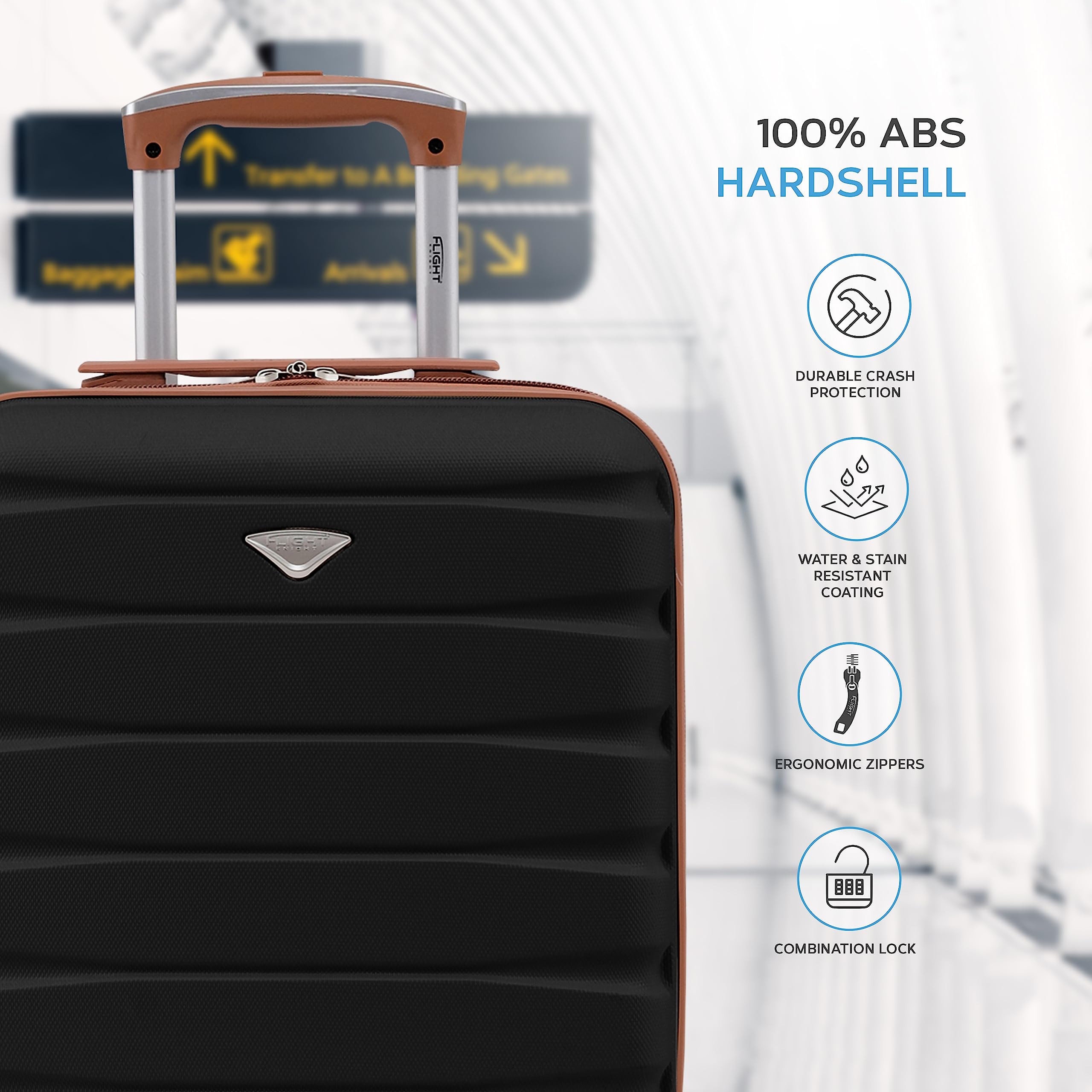 Flight Knight EasyJet Cabin Bag 45x36x20, Underseat, Lightweight Small Durable 4 Wheel Cabin Suitcase, Maximum Carry-On Size, ABS Hard Shell, 10kg Hand Luggage Bag- 45 x 36 x 20 cm Travel Bag