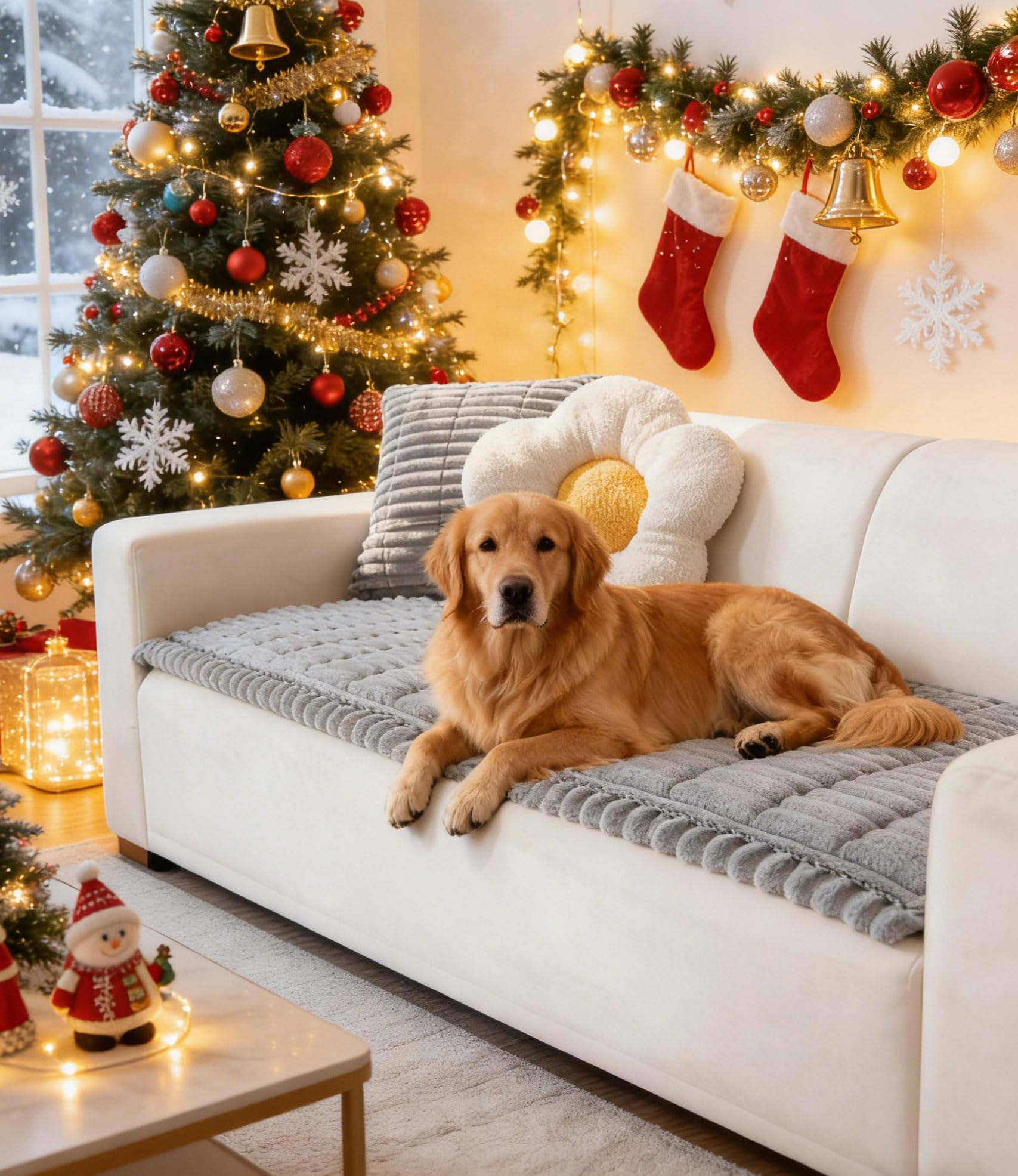 OTOB Couch Covers for 3 Cushion Sofa Pet Friendly, Plush Fuzzy Non Slip Sofa Covers Washable, Soft All Seasons Sofa Slipcovers Furniture Protector Dog