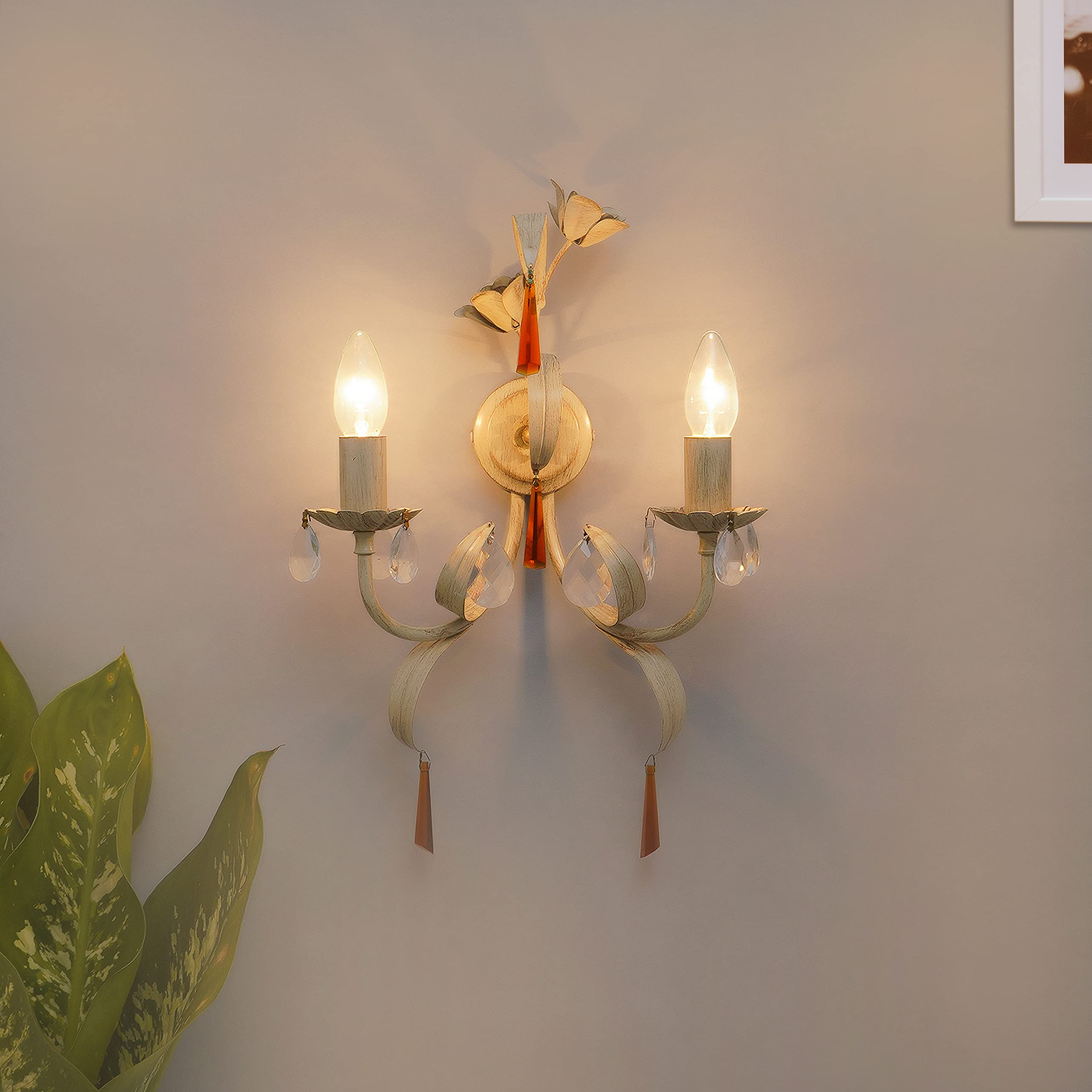 KAPOOR E-ILLUMINATIONS Collier 2 Light Metal and Crystal Wall Light-AC